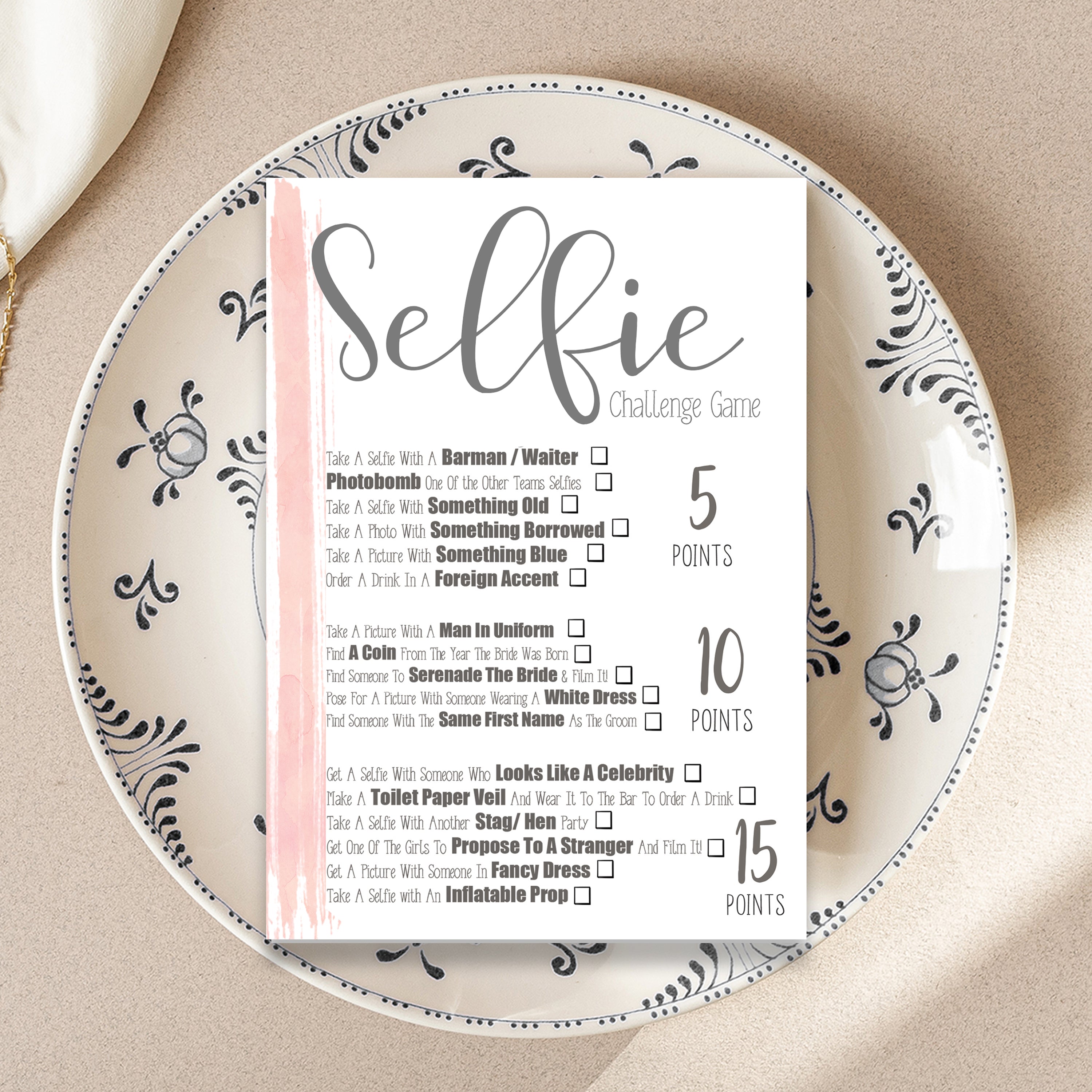 Pink Swash Hen Party Selfie Challenge Game