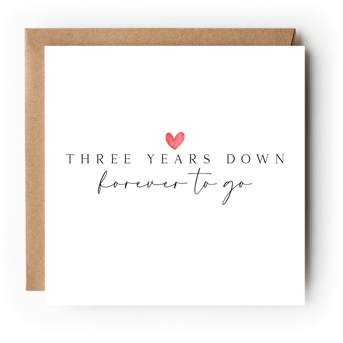 Third Year Anniversary Card Minimalist Heart