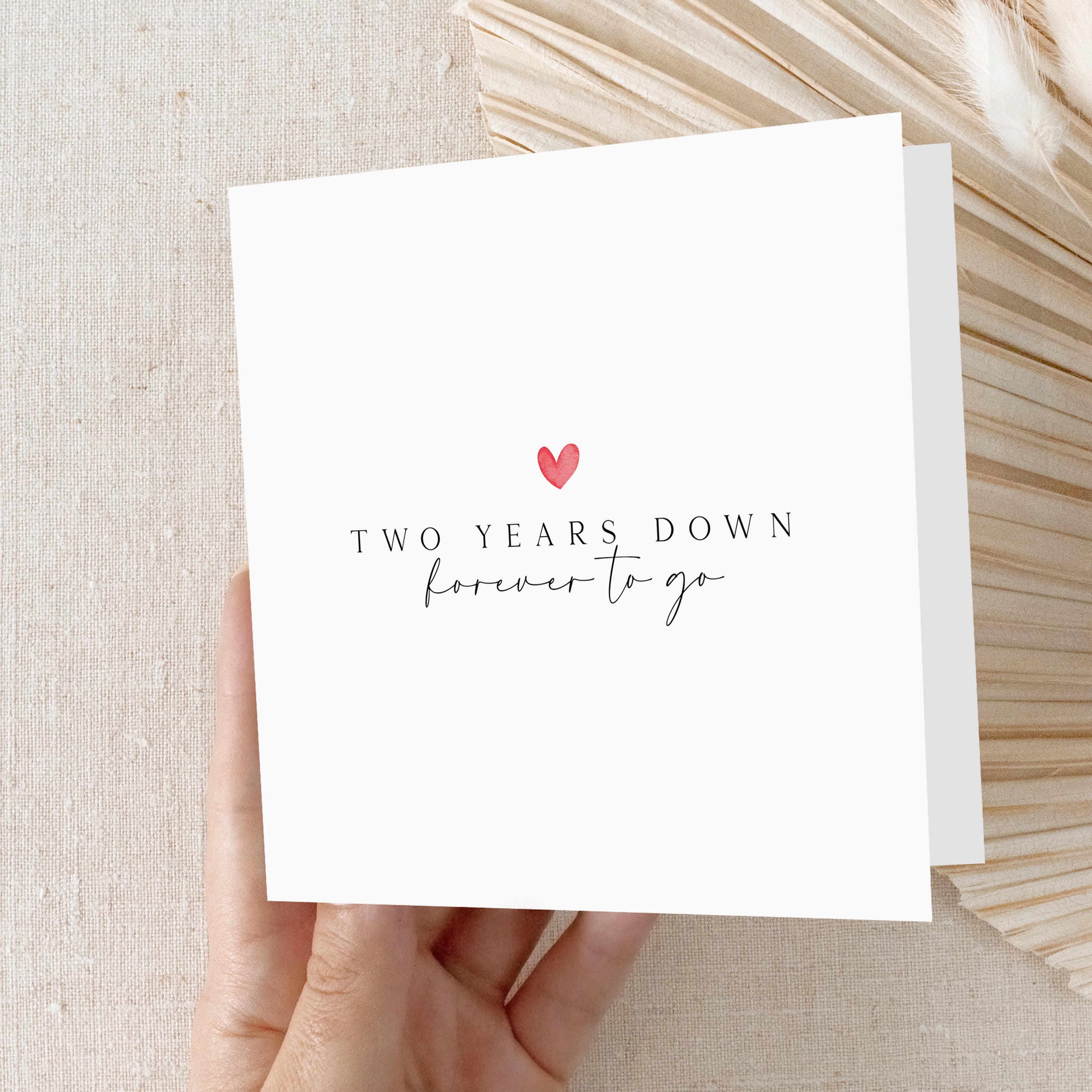 Second Year Anniversary Card Minimalist Heart