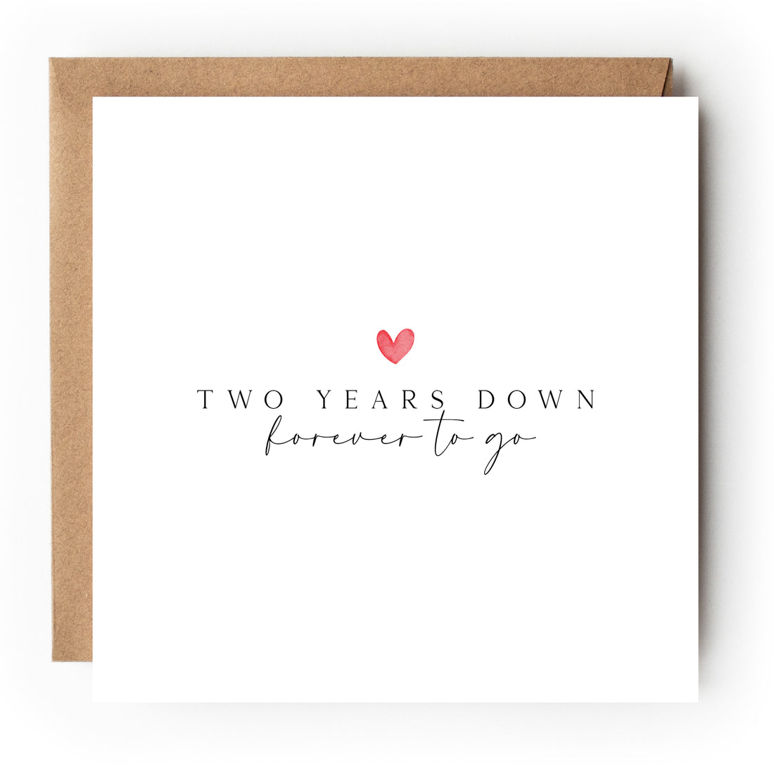 Second Year Anniversary Card Minimalist Heart