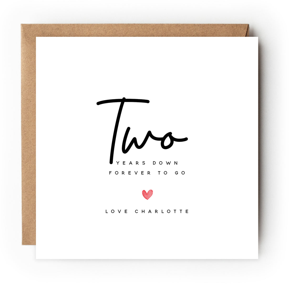 Personalised Anniversary Card Any years Down forever to go Minimalist Heart