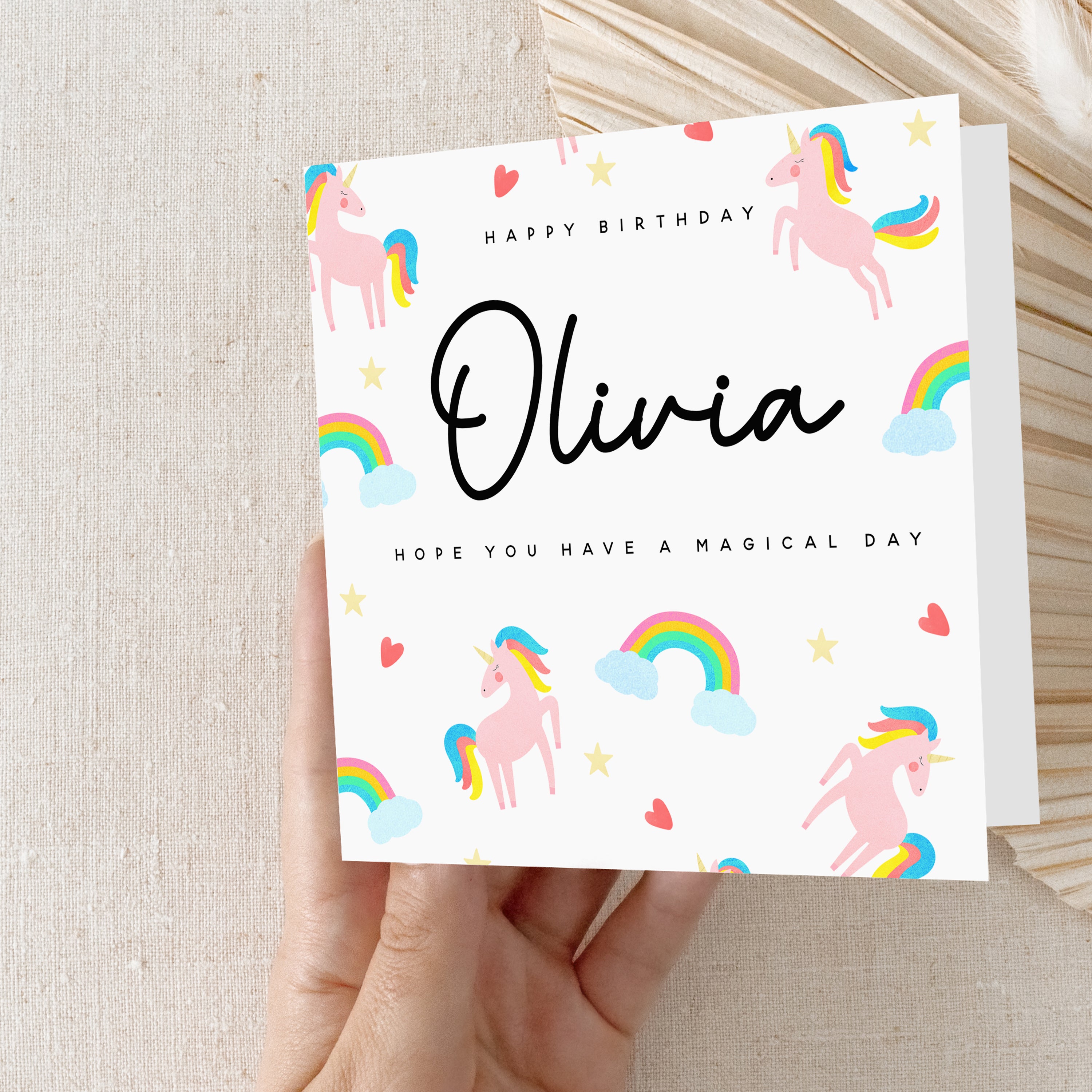 A Magical Day Personalised Unicorn Rainbow Birthday Card