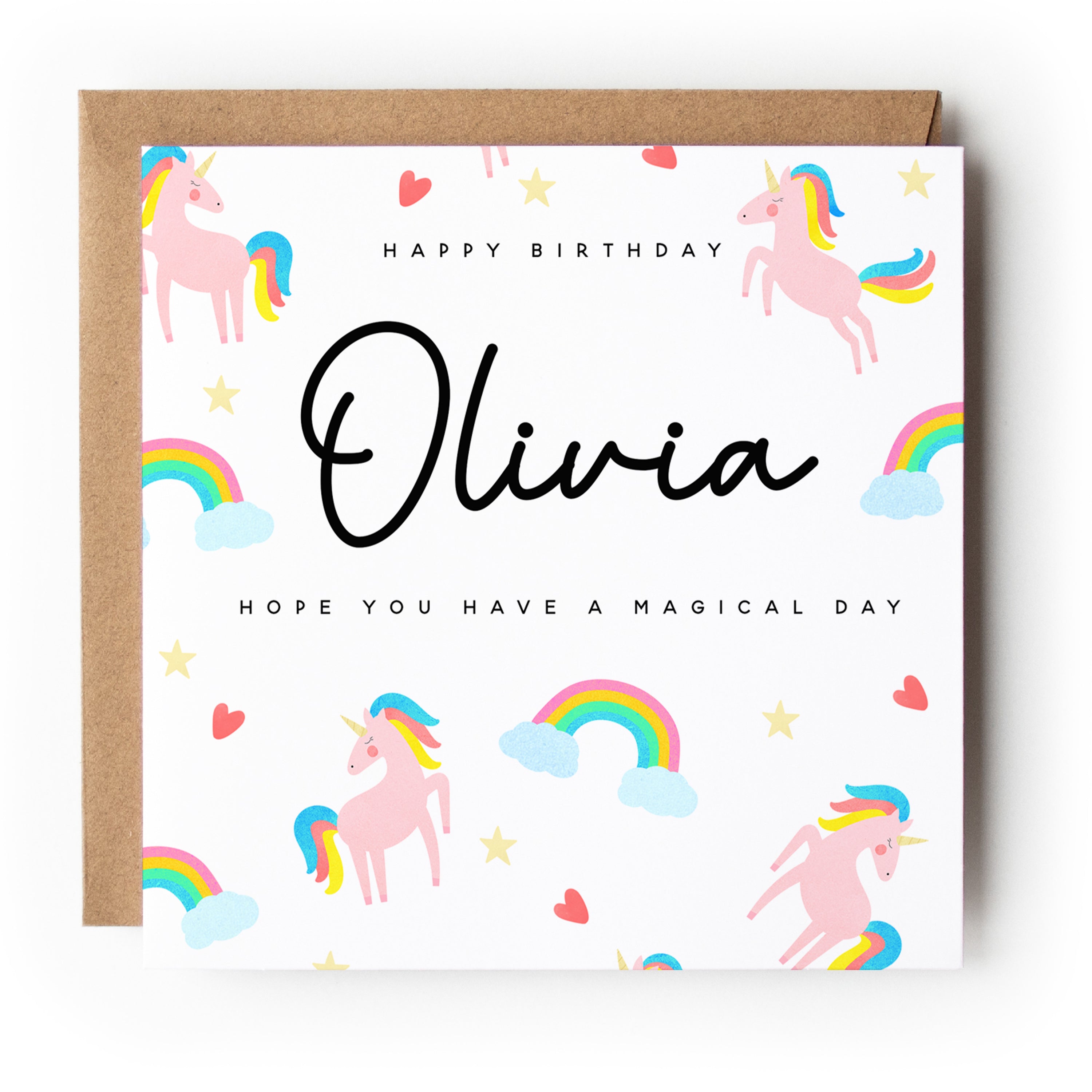 A Magical Day Personalised Unicorn Rainbow Birthday Card