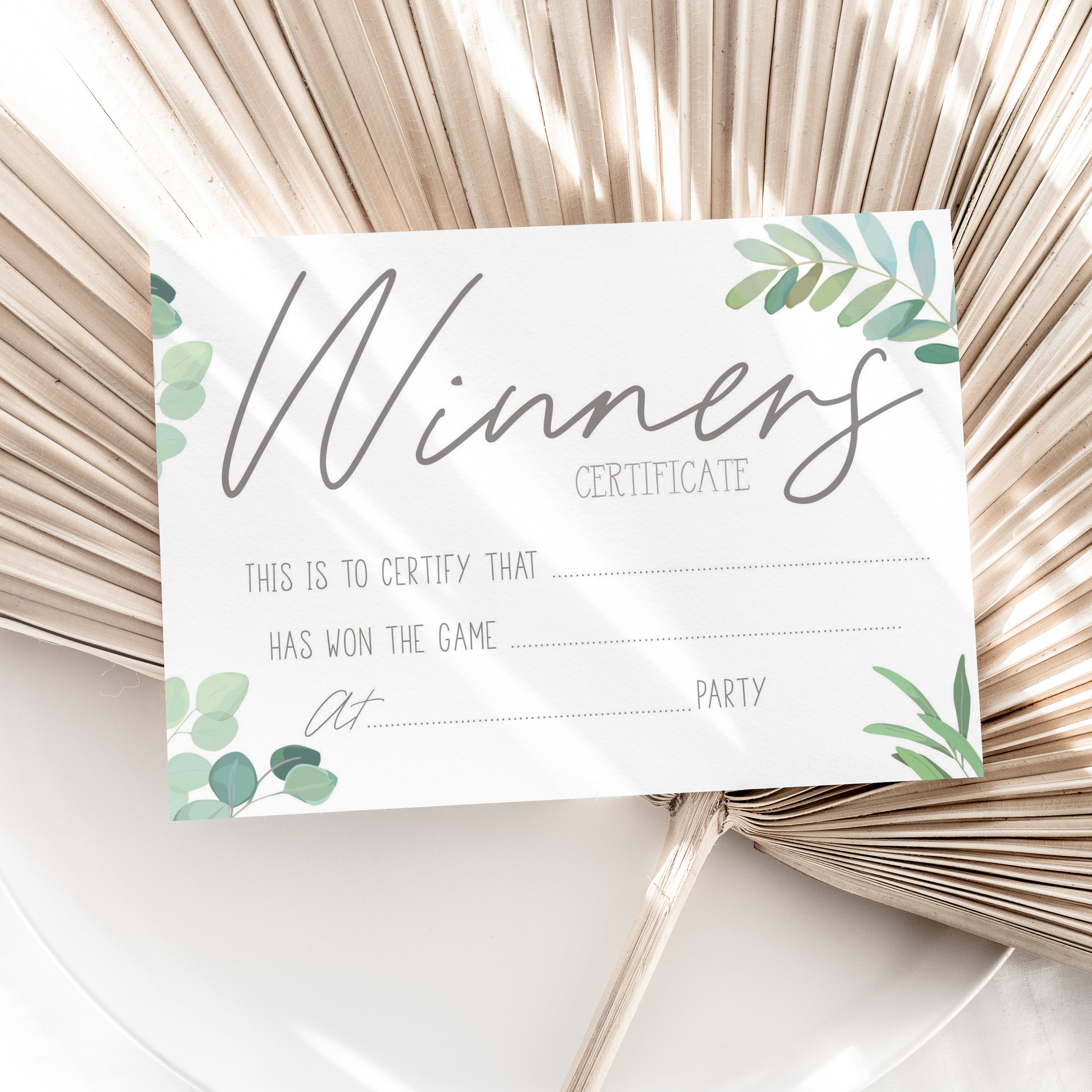 Botanical Green Winners Certificate Cards