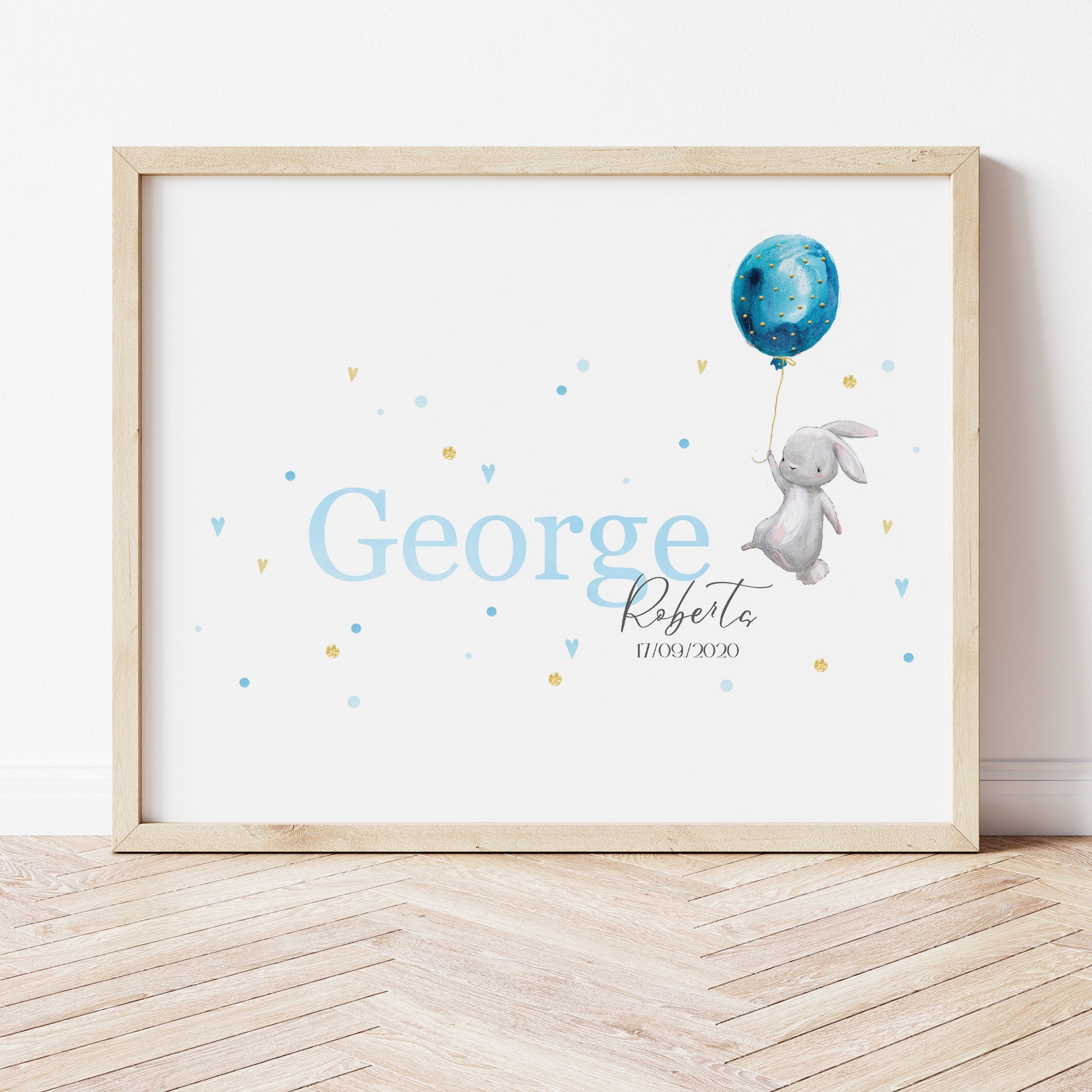 Watercolour Rabbit Personalised Name Print