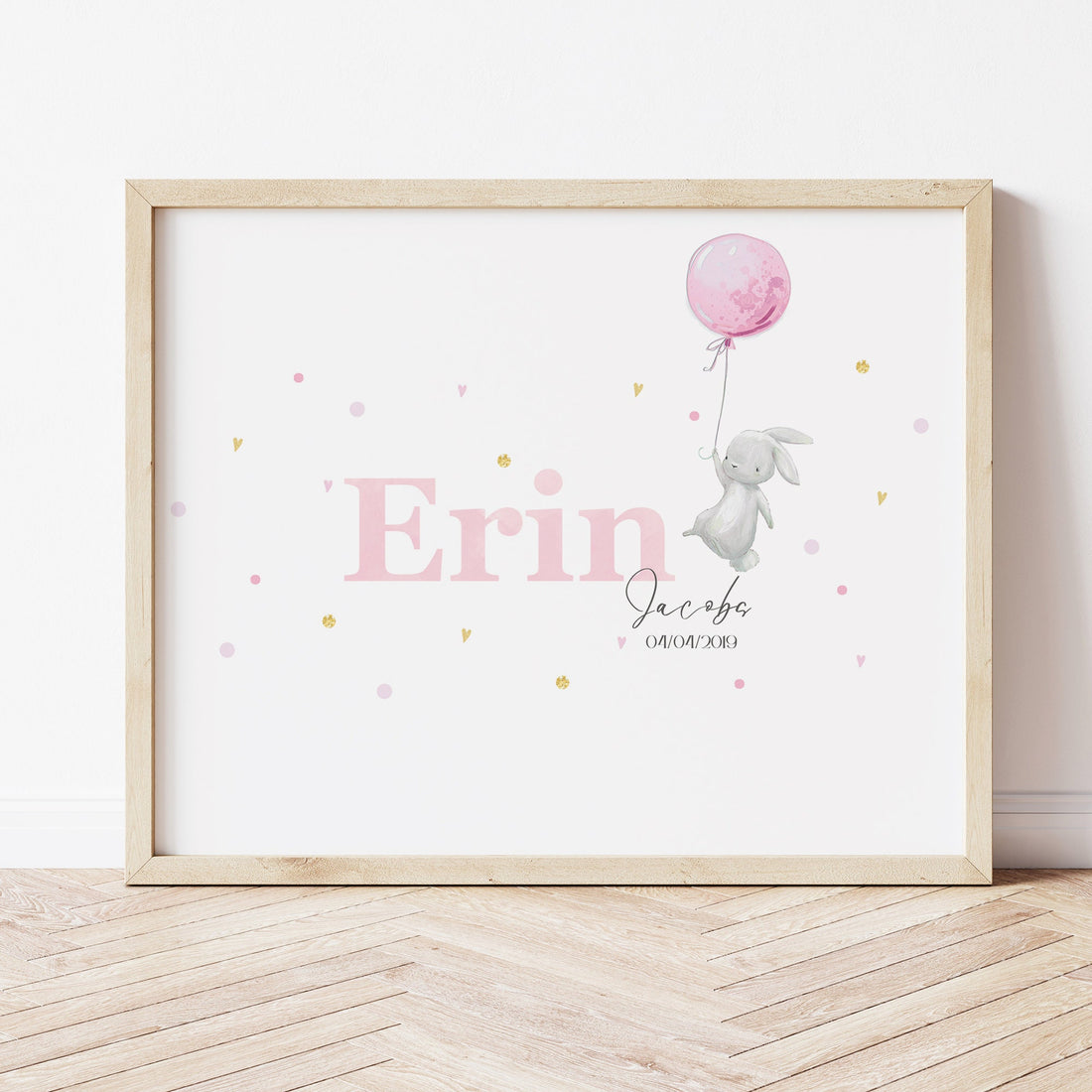 Watercolour Rabbit Personalised Name Print