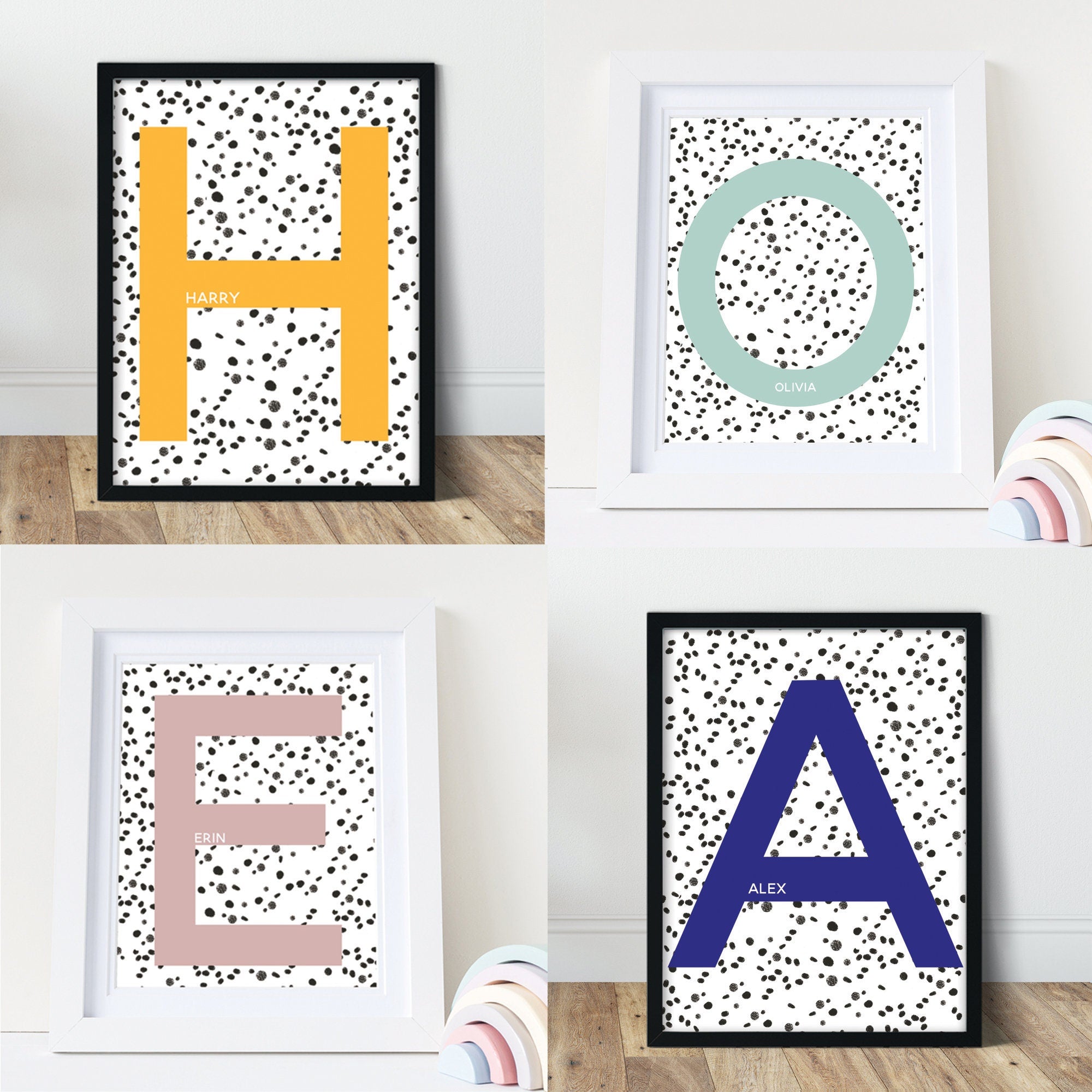 Personalised Polka Dot Initial Print