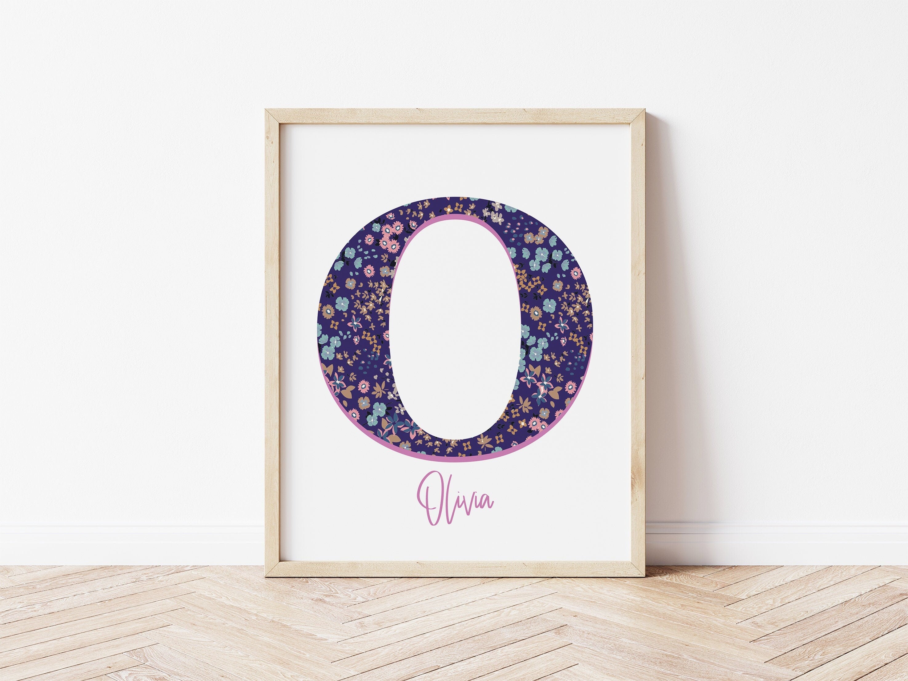 personalised navy ditsy Print