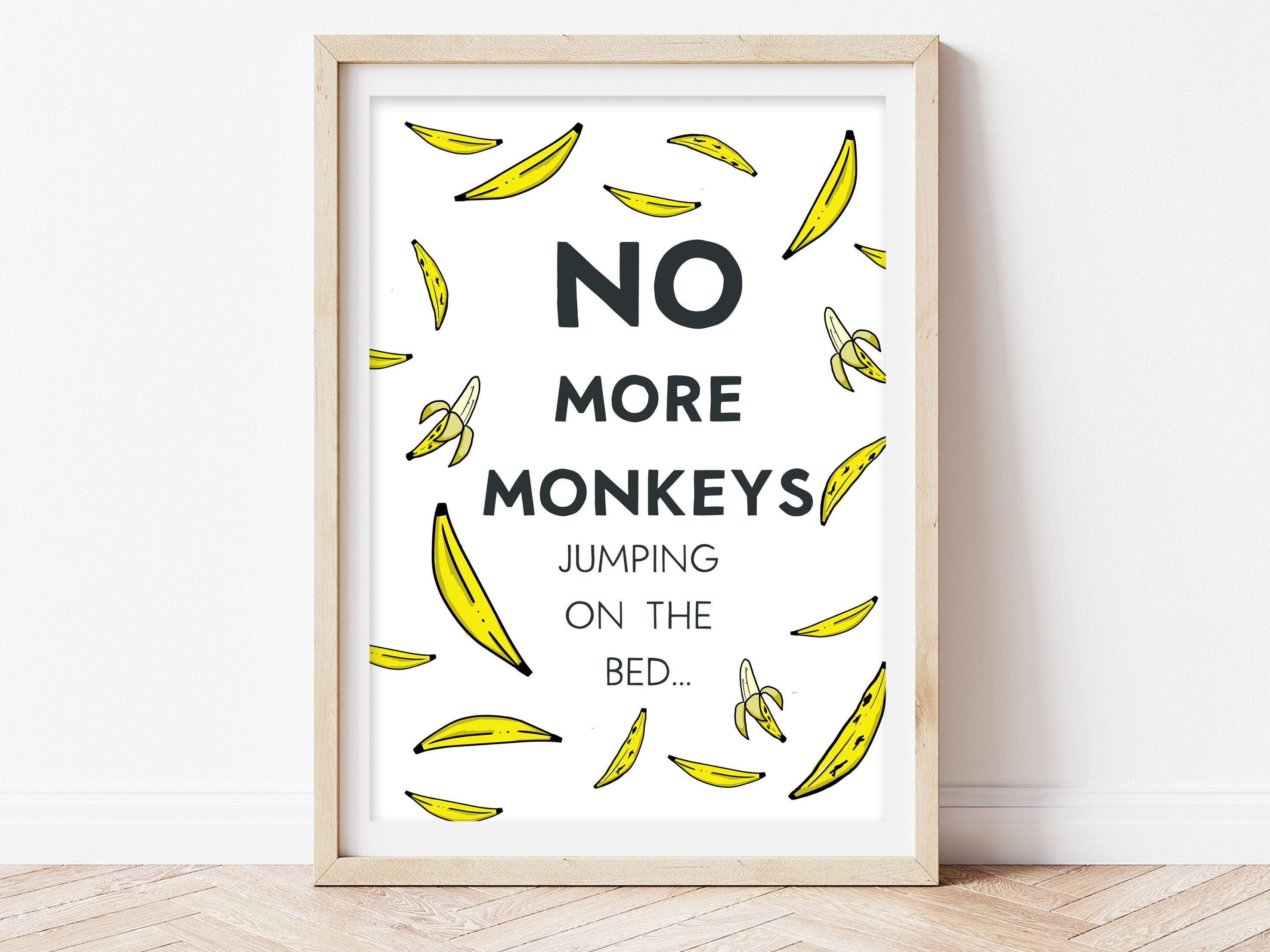 No More Monkeys Jumping on the bed Print