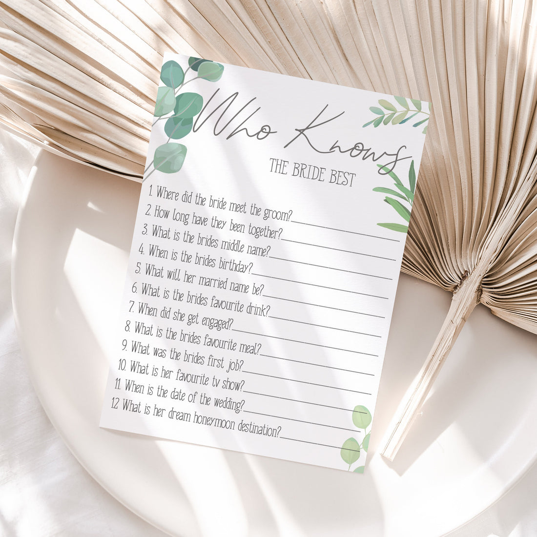 Botanical Green Hen Who Knows Bride Best Game Cards