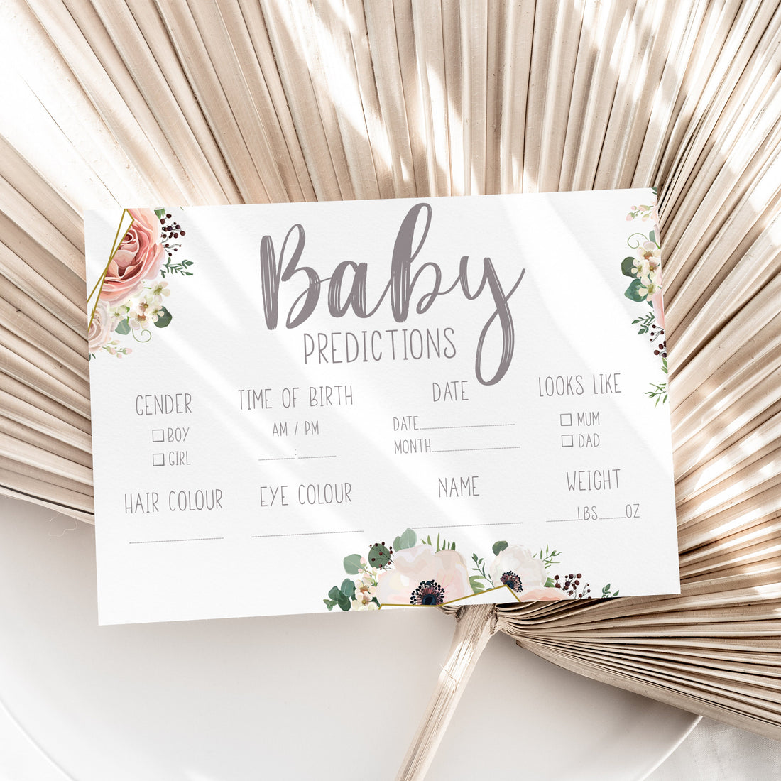 Boho Floral Baby Prediction Cards