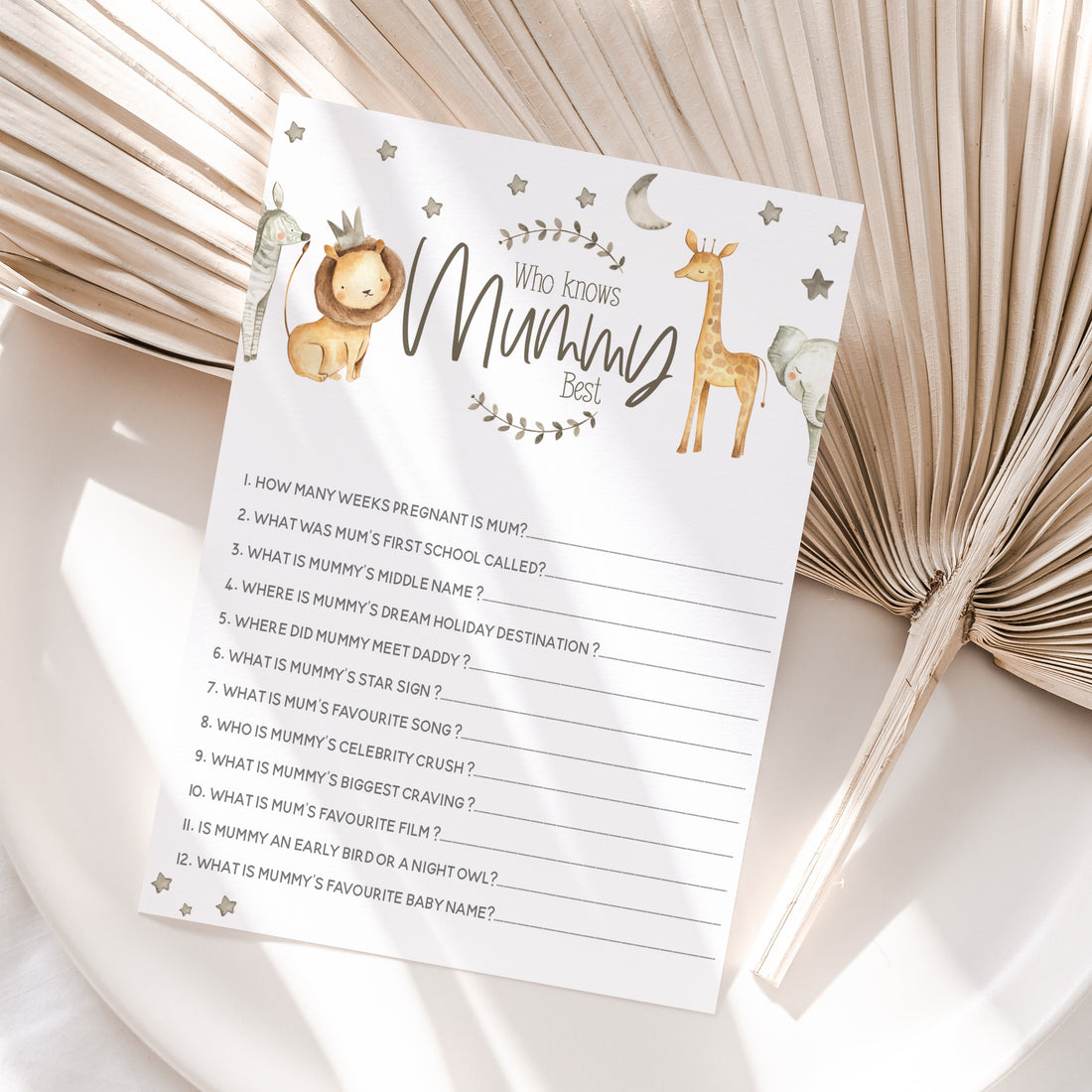 Cute Watercolour Safari Who Knows Mummy Best Cards