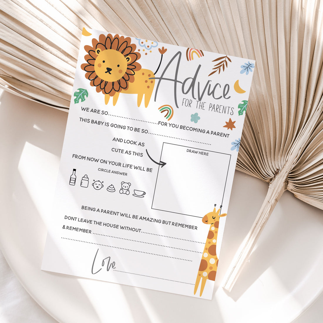 Cute Safari Advice To Parents Cards