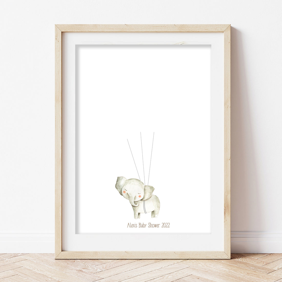 Cute Watercolour Elephant Personalised Fingerprint Guest Book