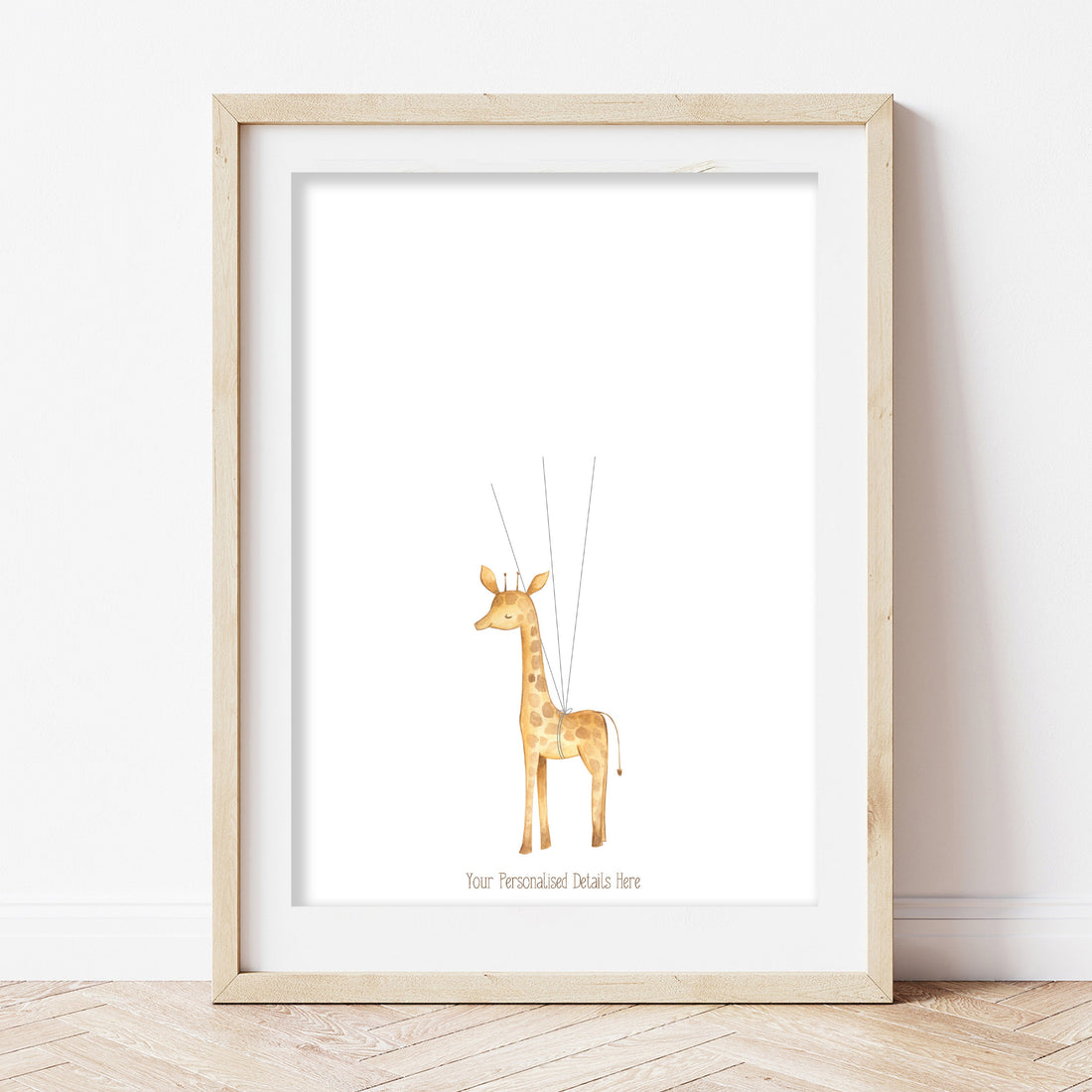 Cute Watercolour Giraffe Personalised Fingerprint Guest Book