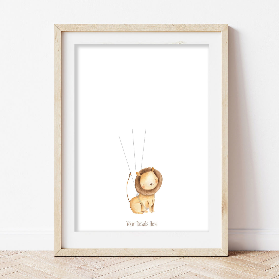 Cute Watercolour Lion Personalised Fingerprint Guest Book