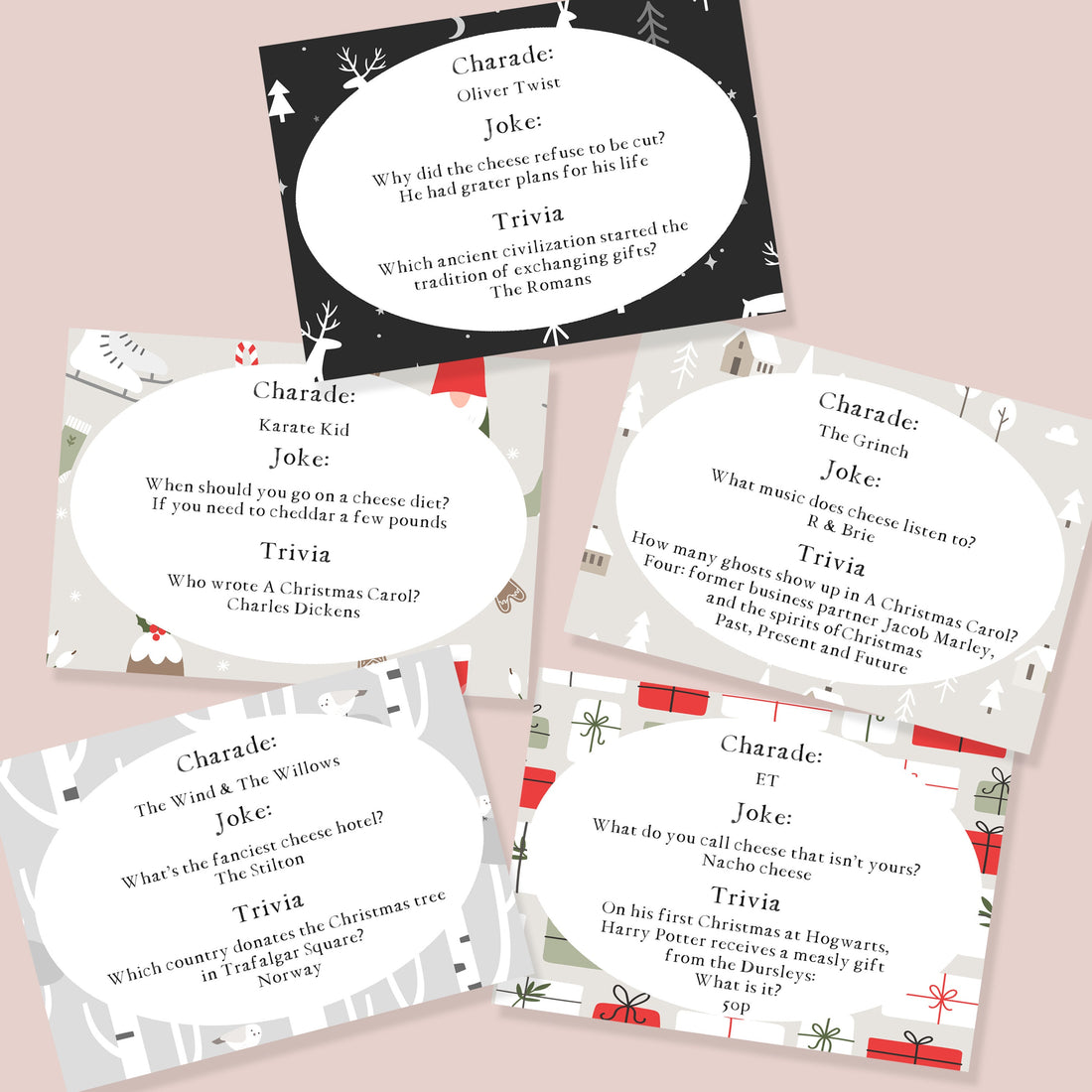 Scandi style Christmas trivia & charade Game