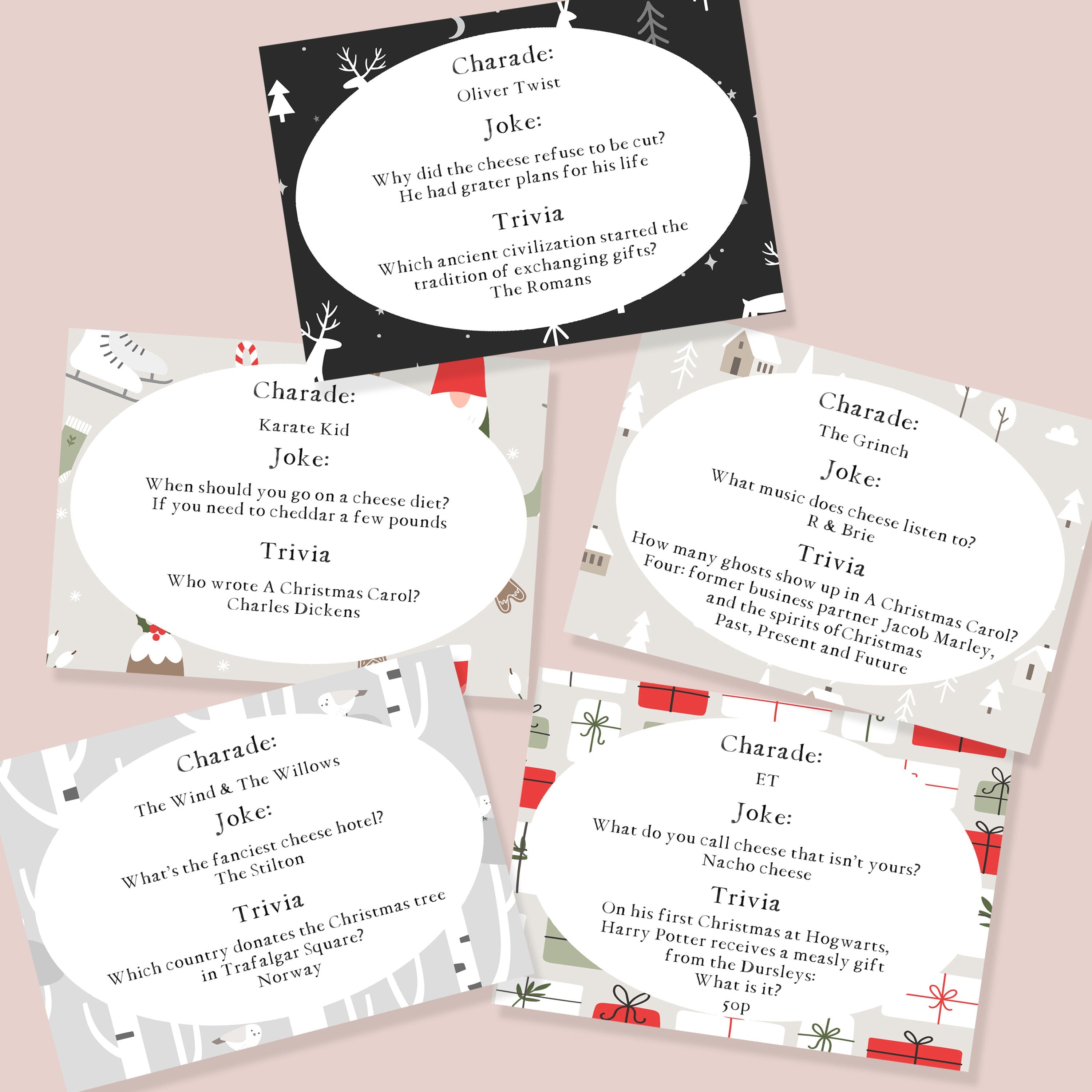 Scandi style Christmas trivia & charade Game