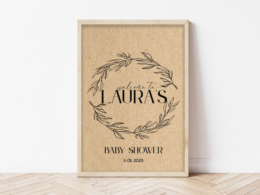 Botanical Kraft Welcome Sign For Baby Shower