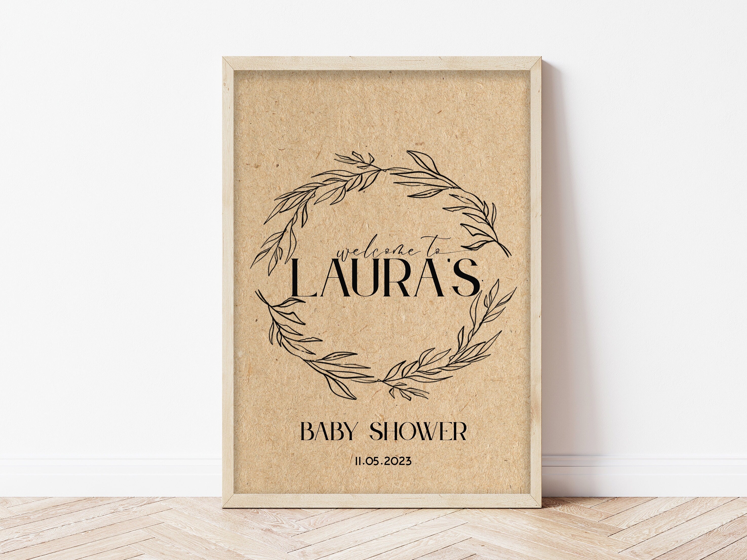 Botanical Kraft Welcome Sign For Baby Shower