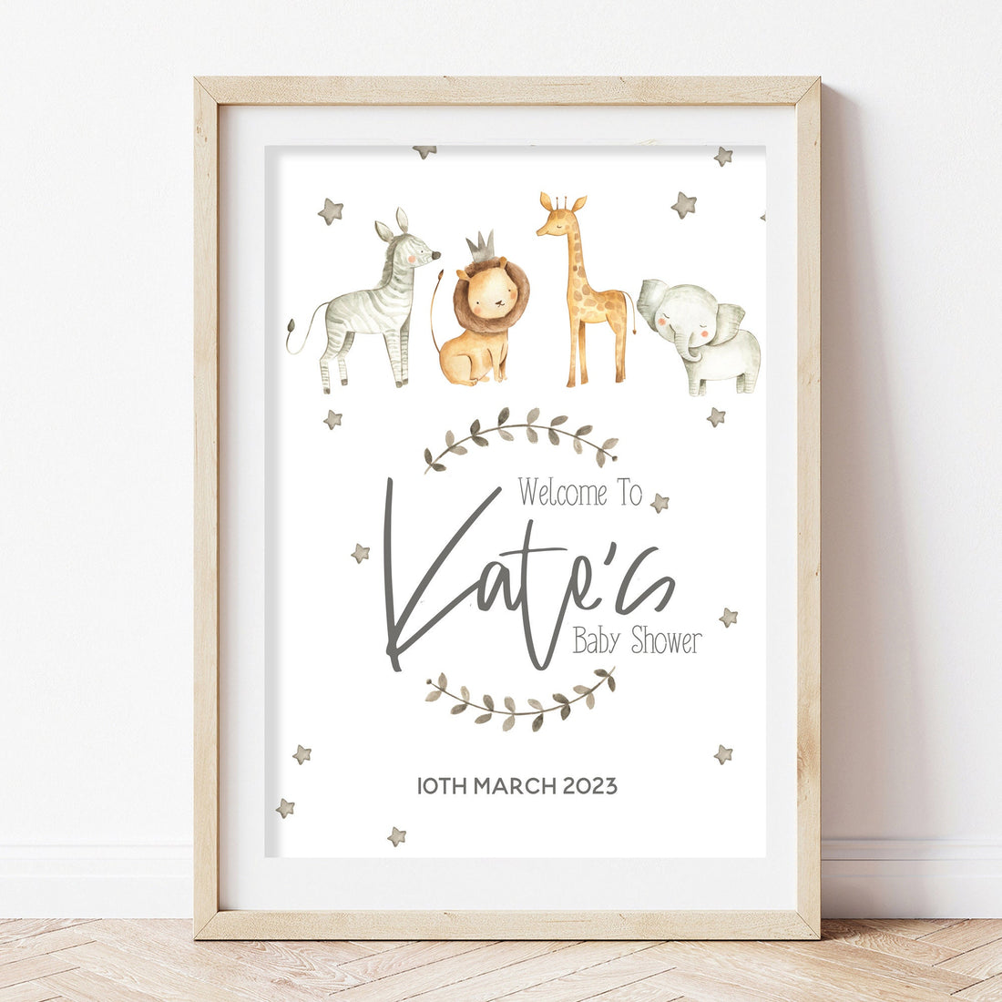 Cute Watercolour Safari Personalised Welcome Sign