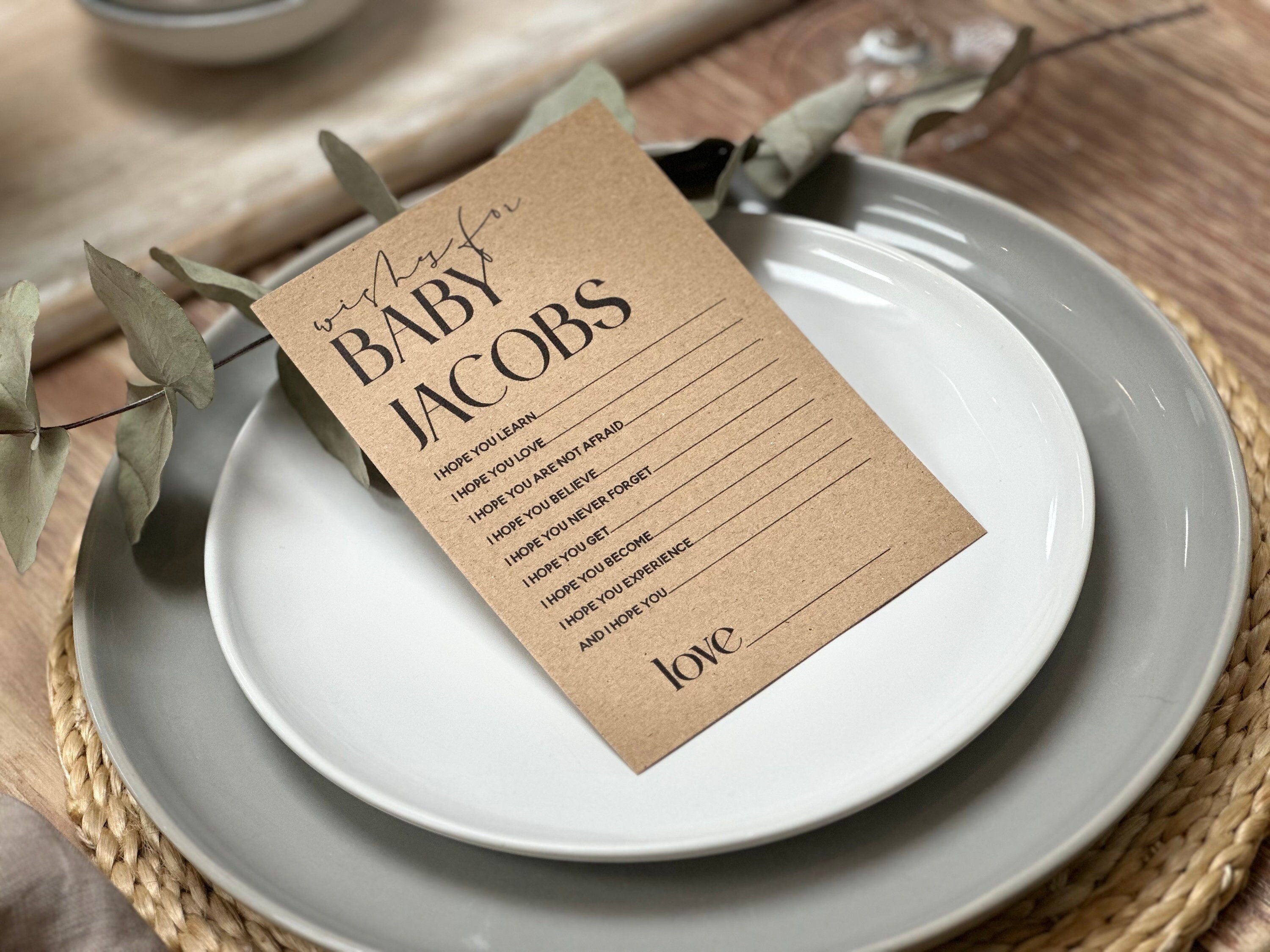 Kraft Card Personalised Baby Shower Wishes For Baby Cards