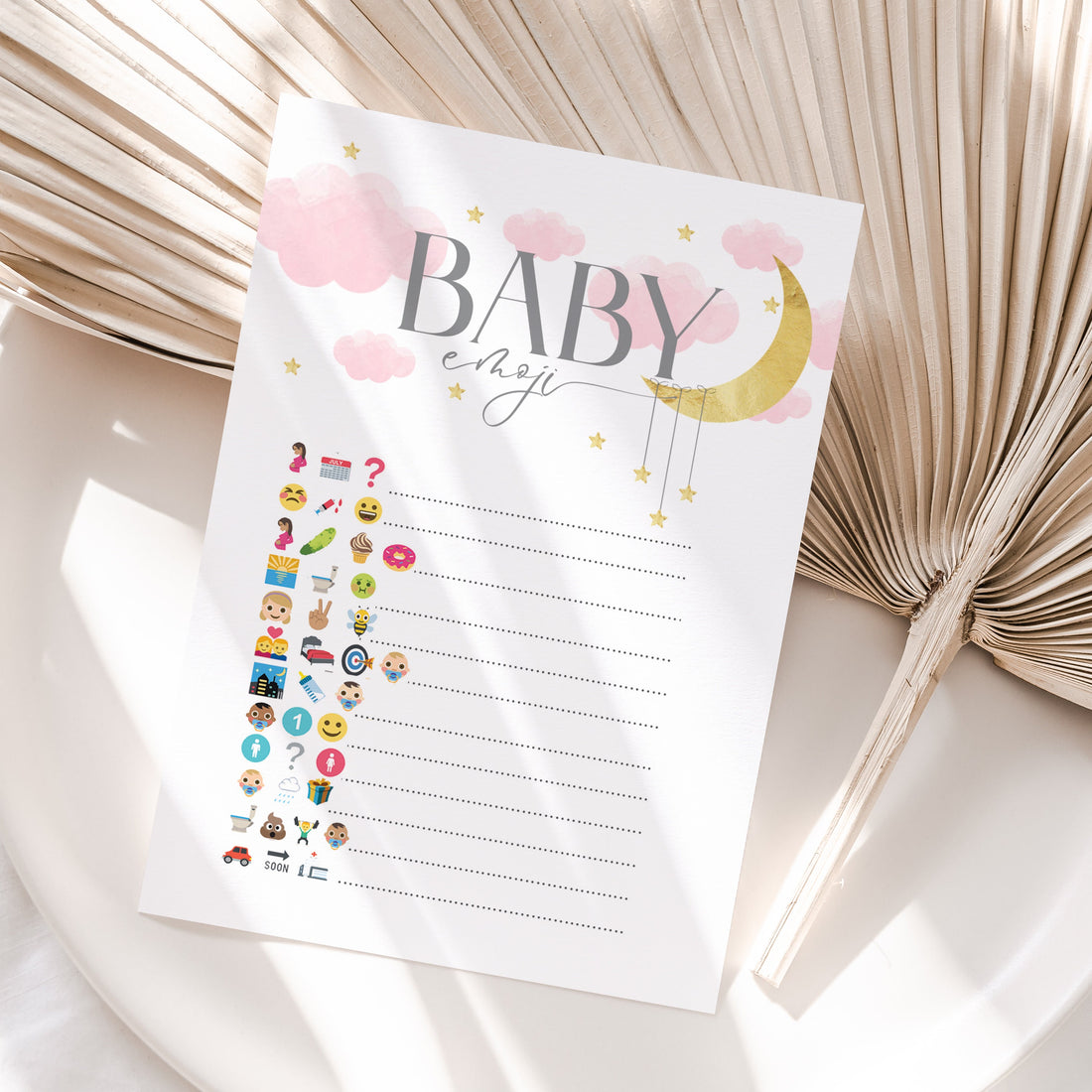Whimsical Baby Girl Pink Baby Emoji Game Cards
