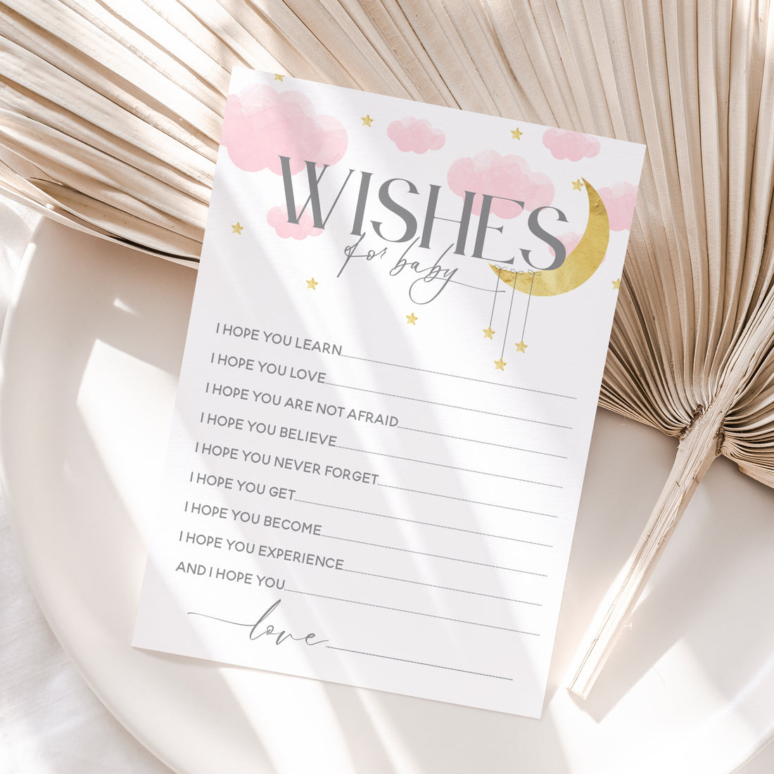 Whimsical Baby Girl Pink Wishes For Baby Game Cards