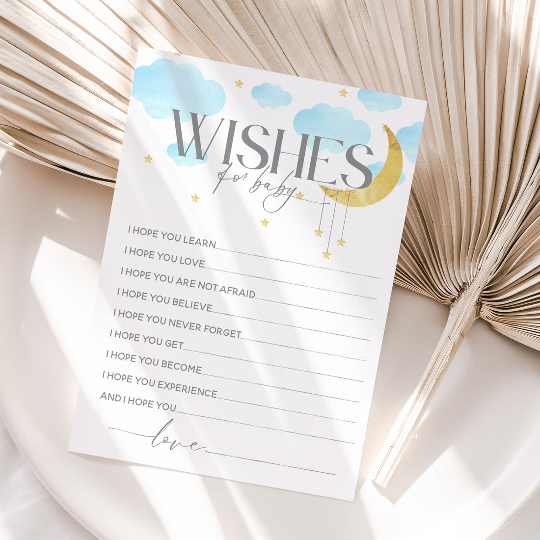 Whimsical Baby Boy Blue Wishes For Baby Game Cards