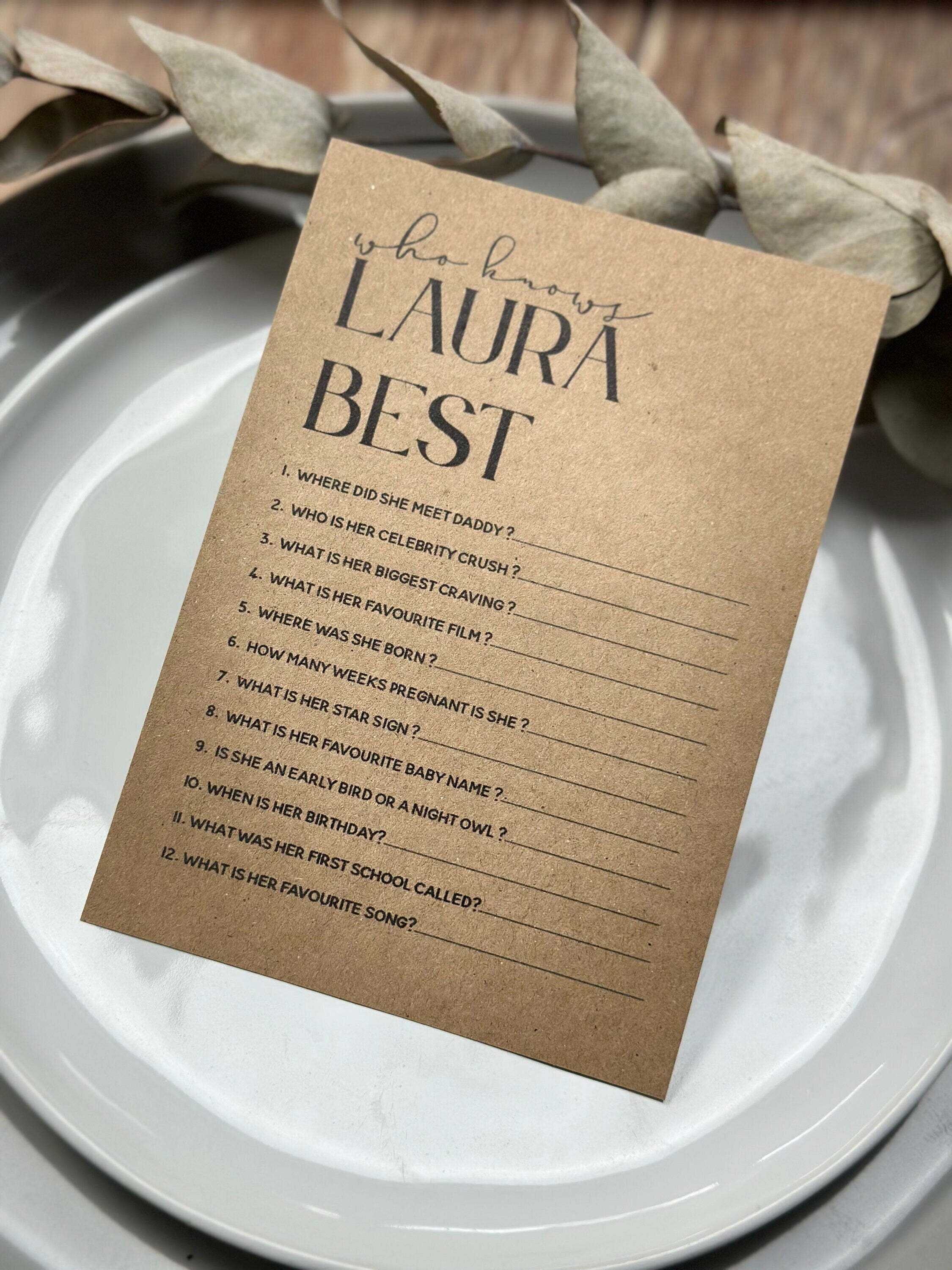 Kraft Card Personalised Baby Shower Who Knows Mummy Best Cards