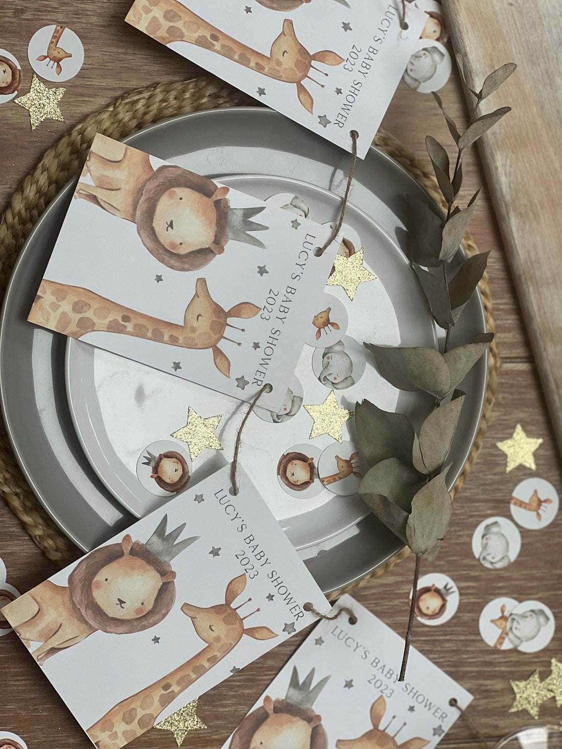 Cute Water Colour Safari Personalised Baby Shower Banner