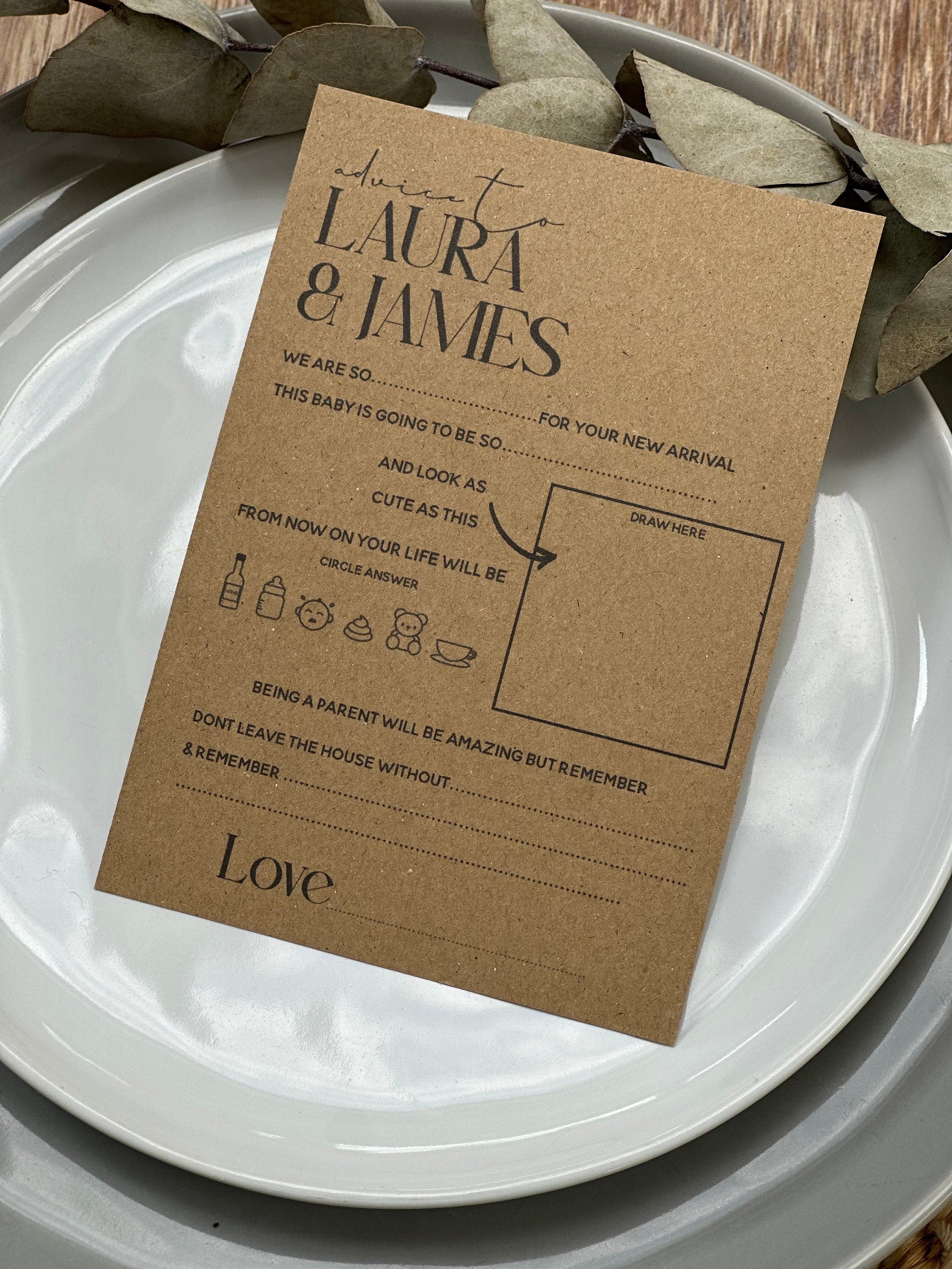 Kraft Card Personalised Baby Shower Advice To Parents Cards