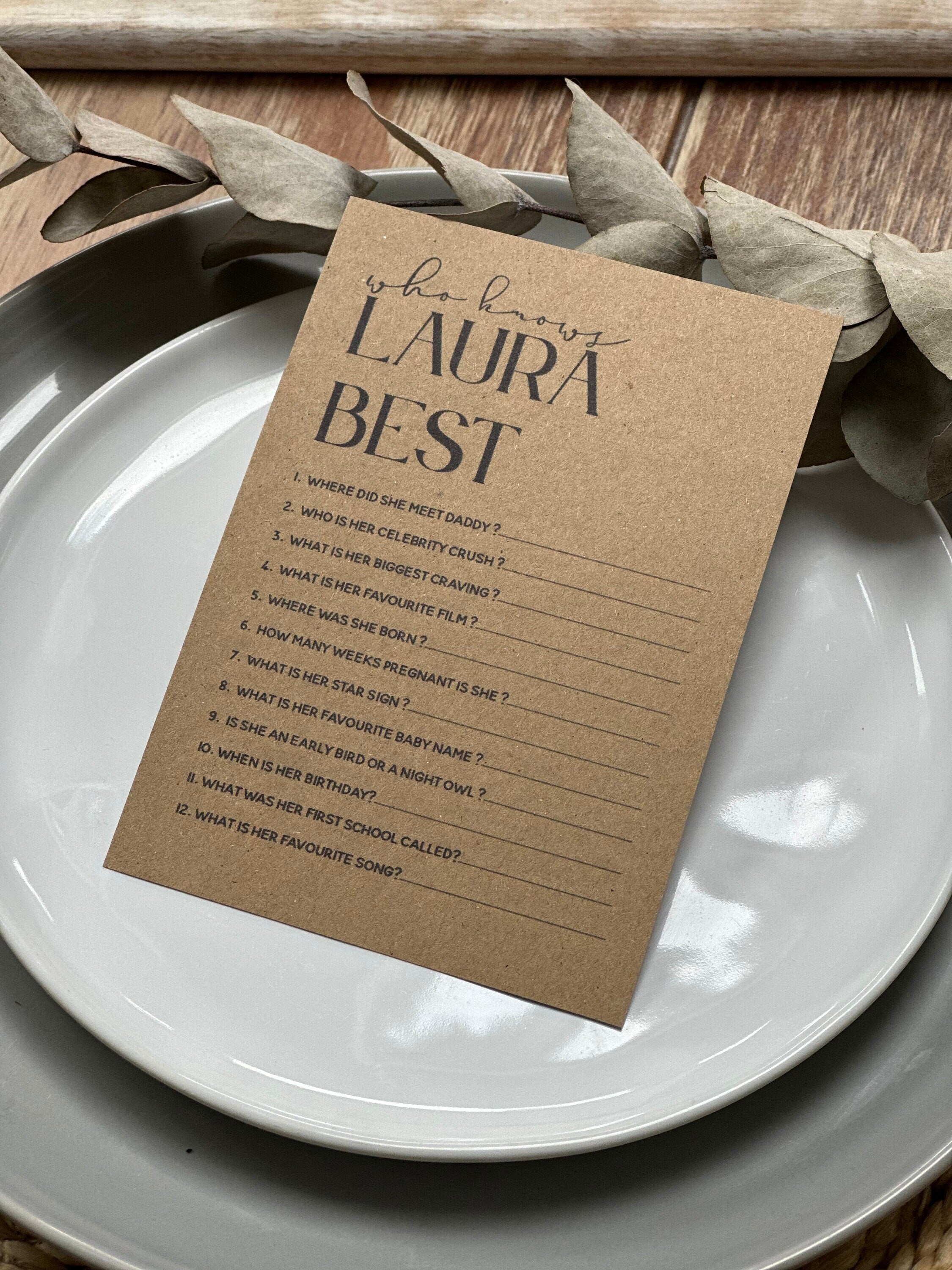 Kraft Card Personalised Baby Shower Who Knows Mummy Best Cards