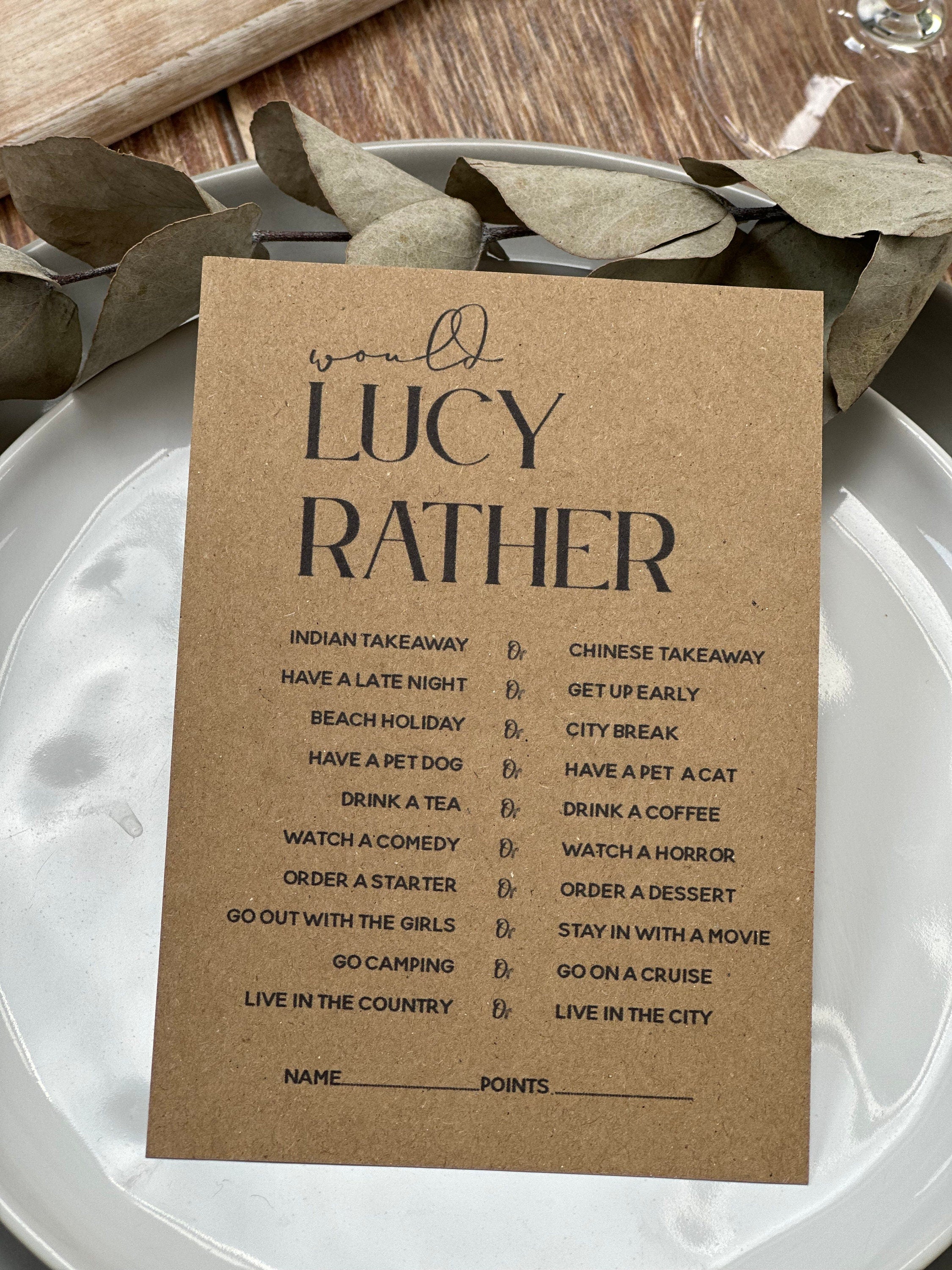 Kraft Card Personalised Baby Shower Would She Rather Cards