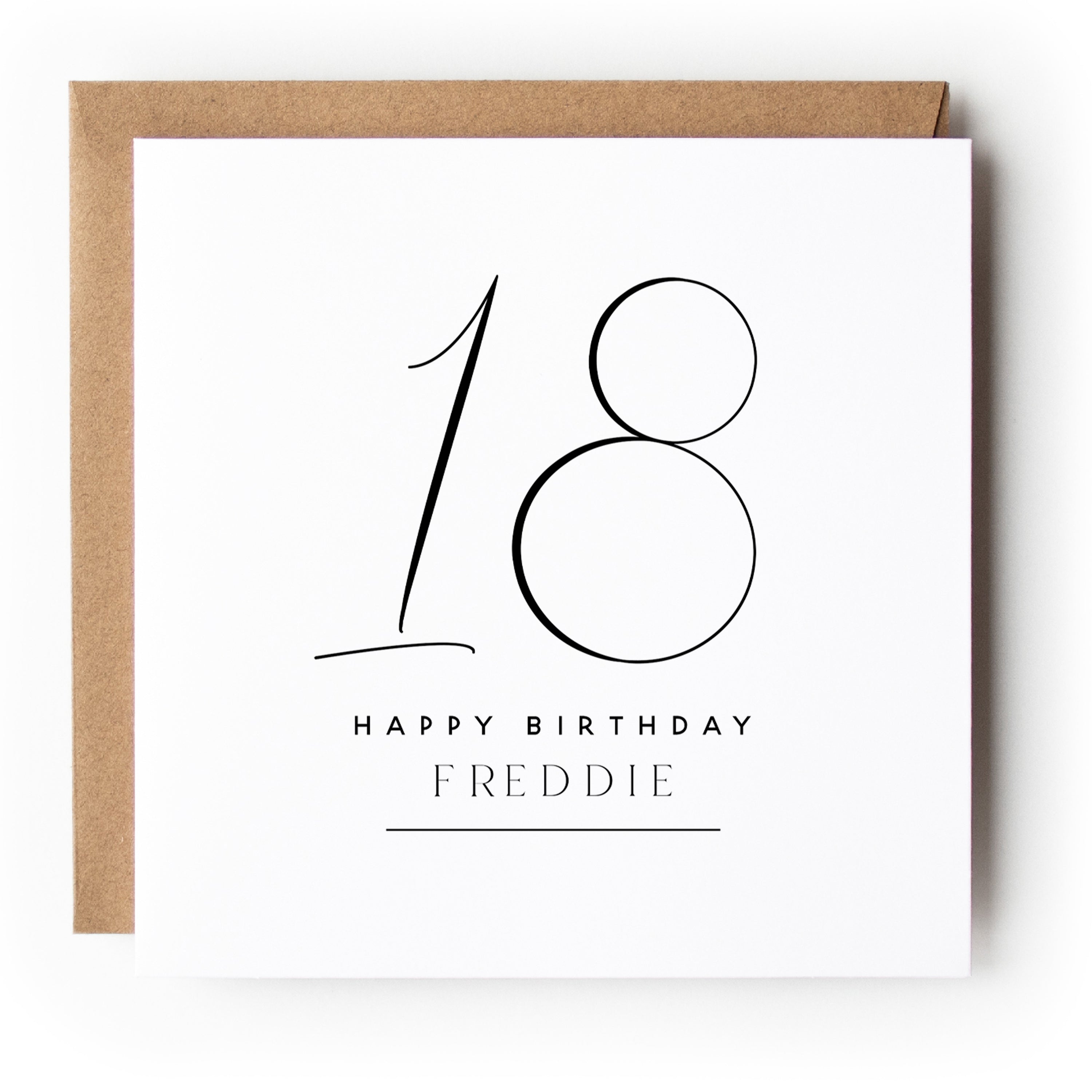 Black &amp; White Minimal Script Birthday Card Any Age