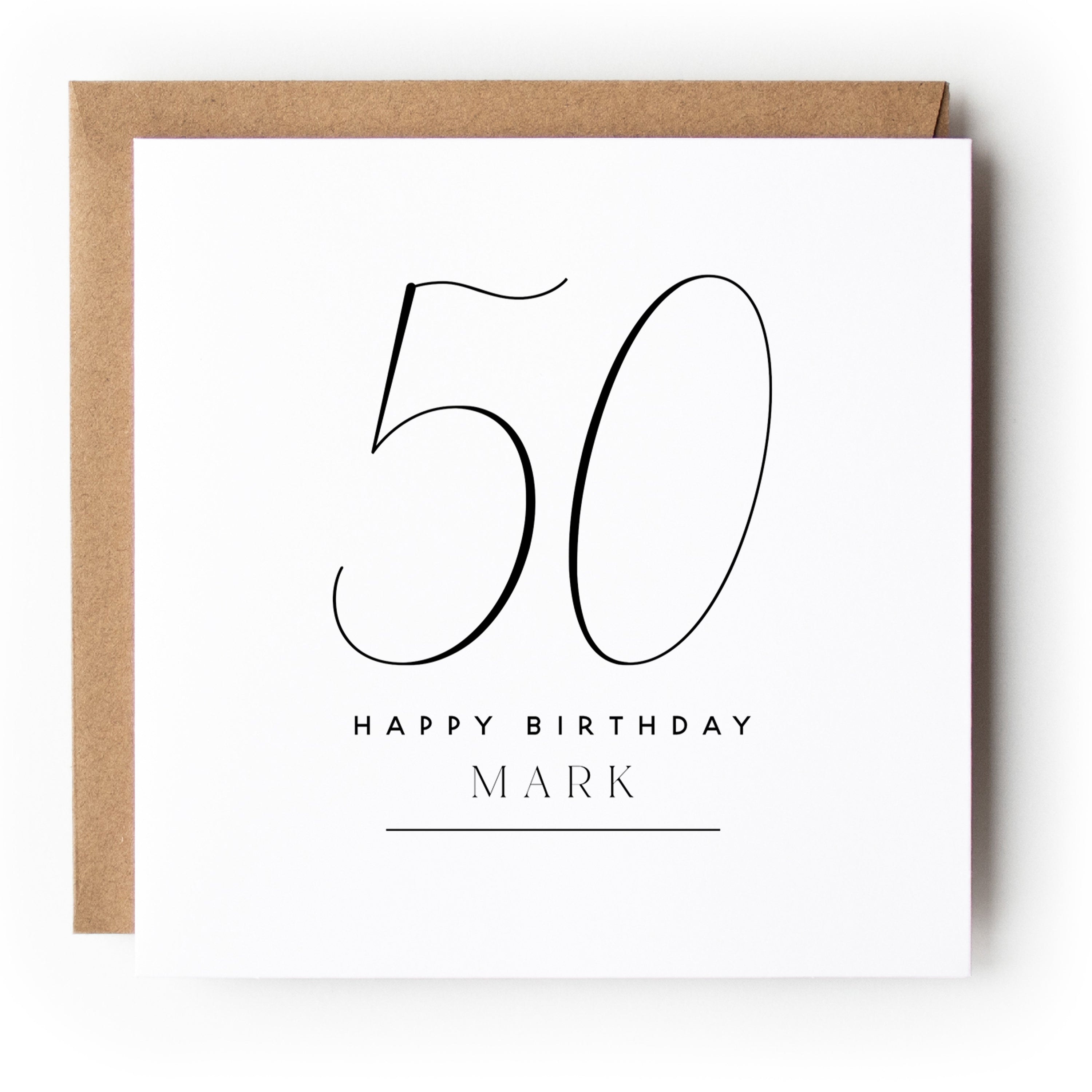 Black &amp; White Minimal Script Birthday Card Any Age