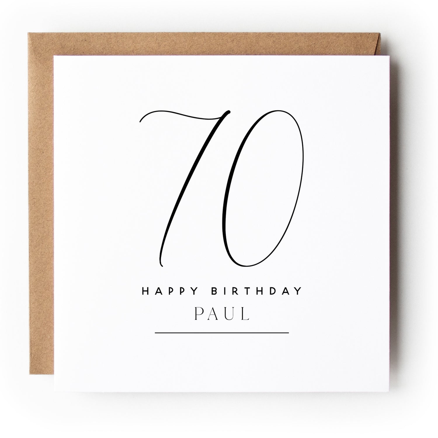 Black &amp; White Minimal Script Birthday Card Any Age