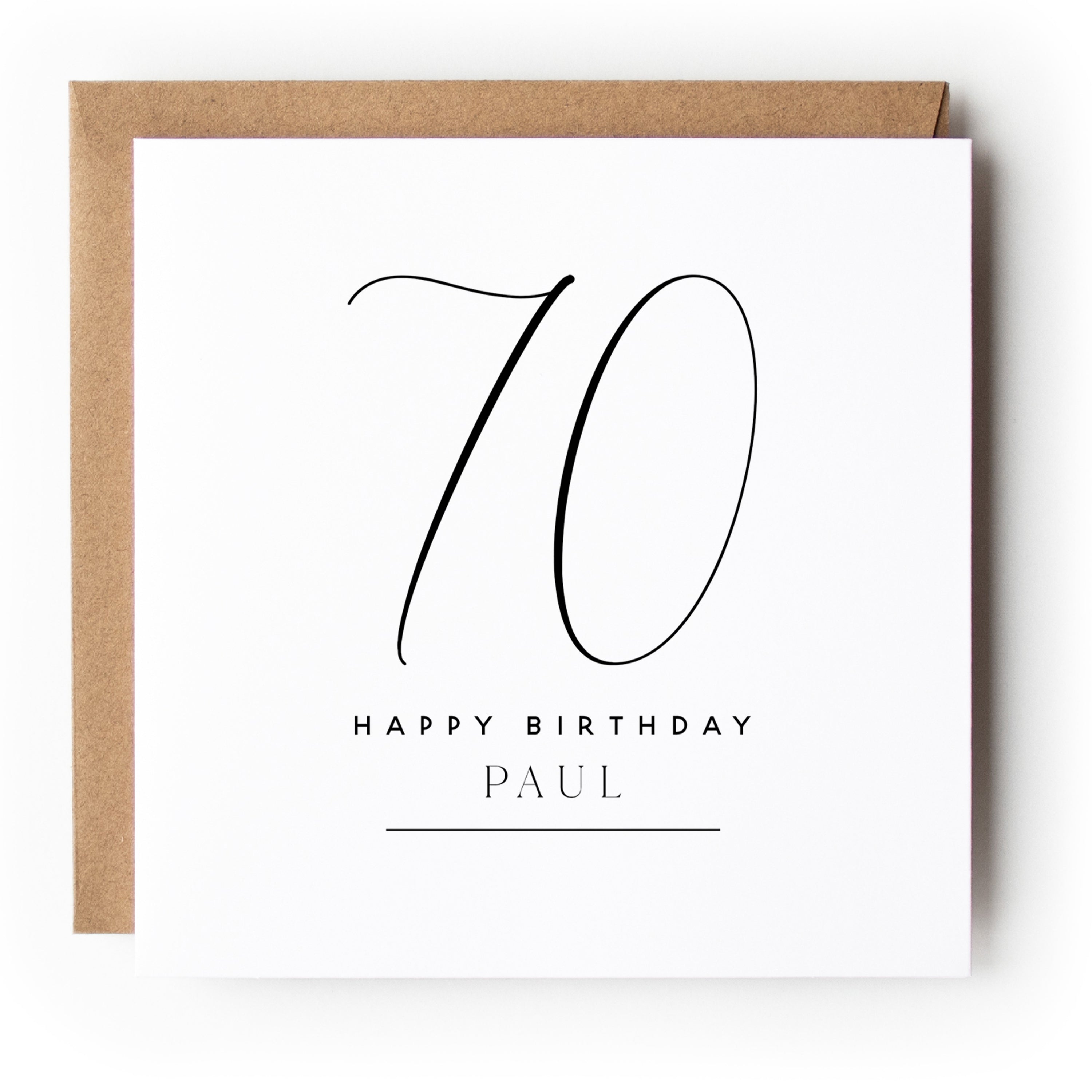 Black &amp; White Minimal Script Birthday Card Any Age