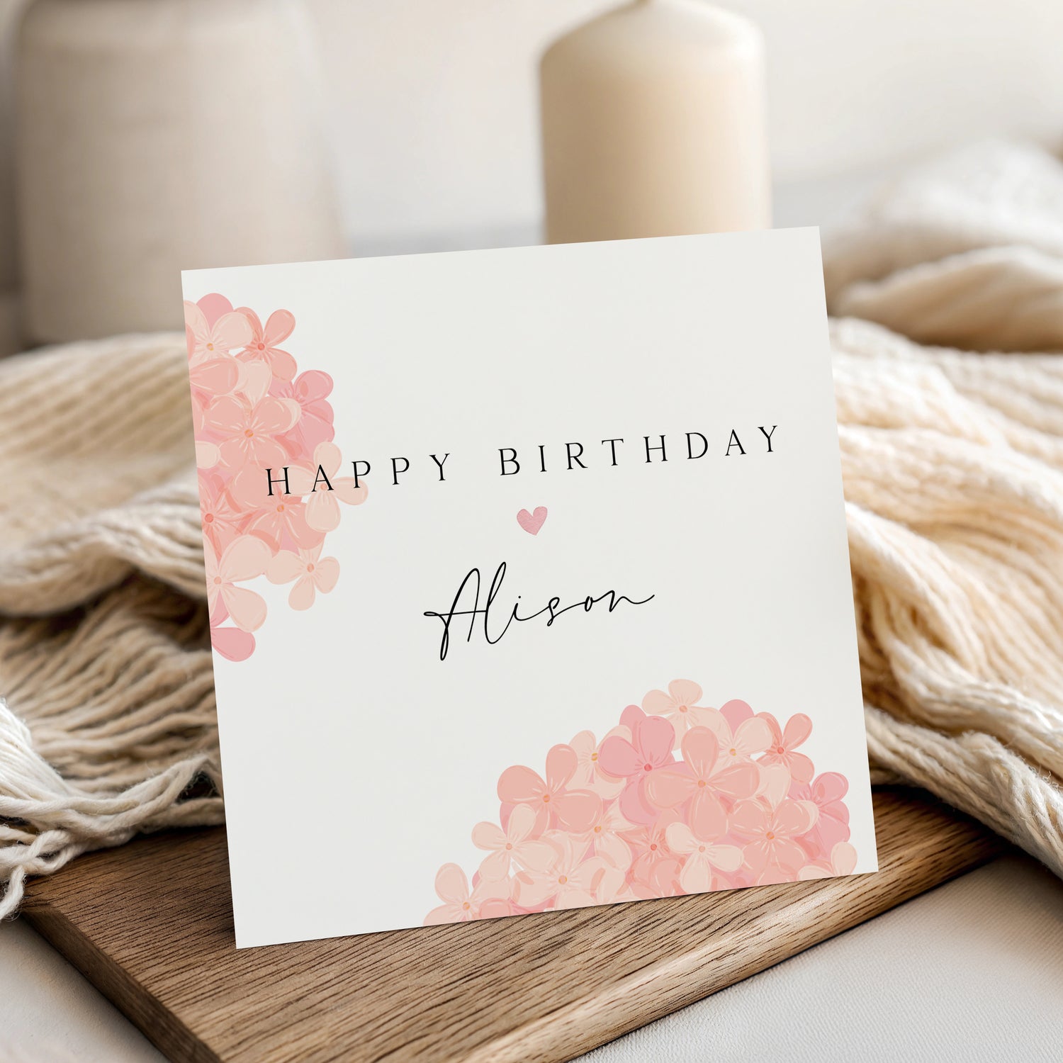 Personalised Birthday Pink Flowers Card