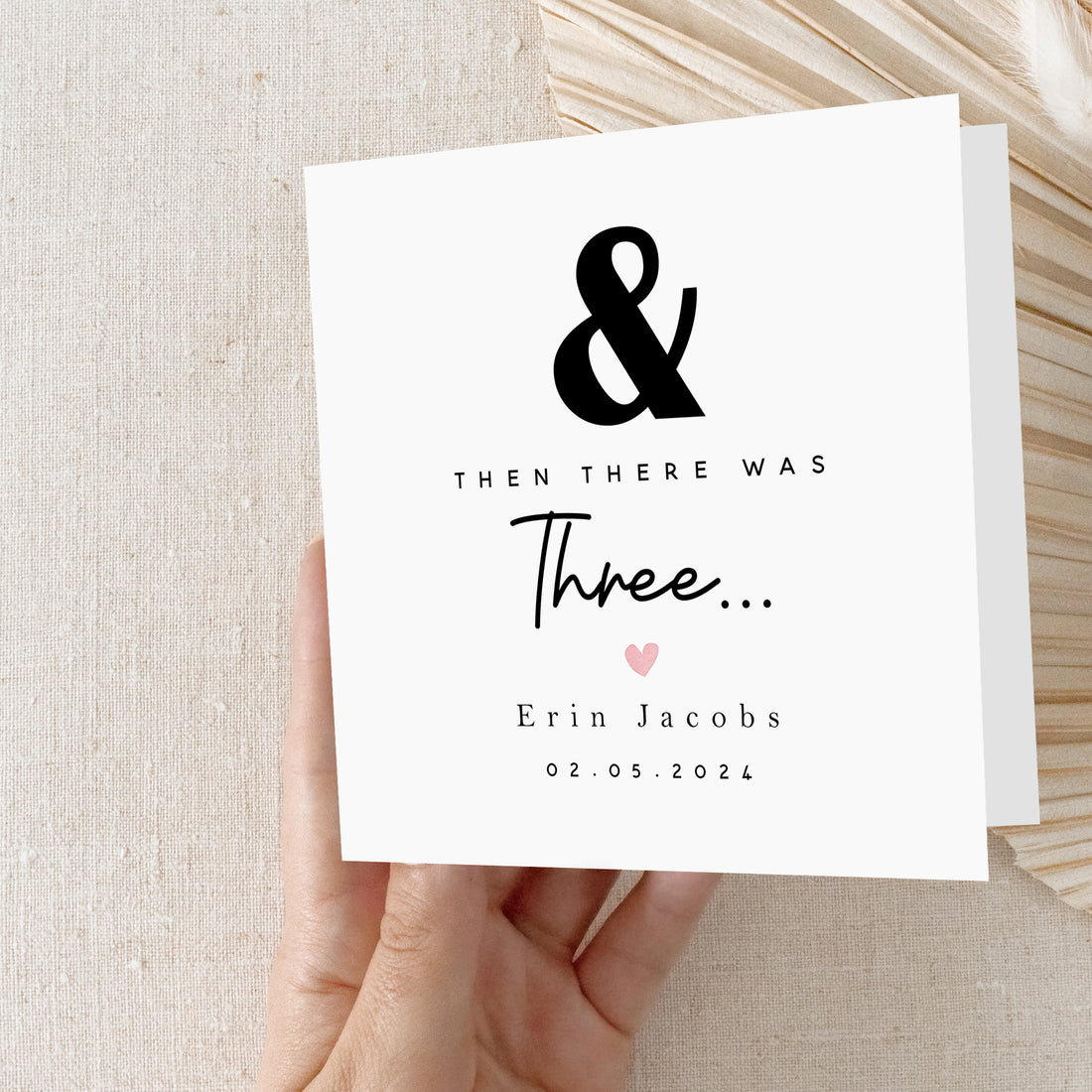 Personalised &amp; Then There Was Three Baby Card
