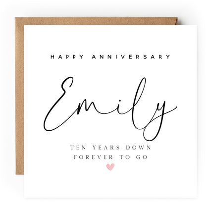 Personalised Any Year &amp; Name Anniversary Card
