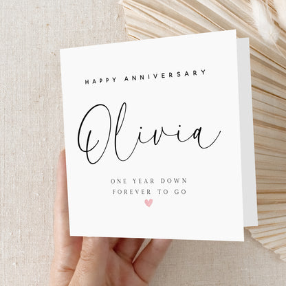 Personalised Any Year &amp; Name Anniversary Card