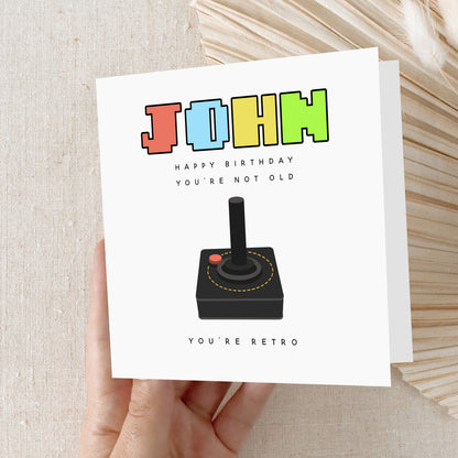 Personalised Birthday Card Retro Joy Stick Controller
