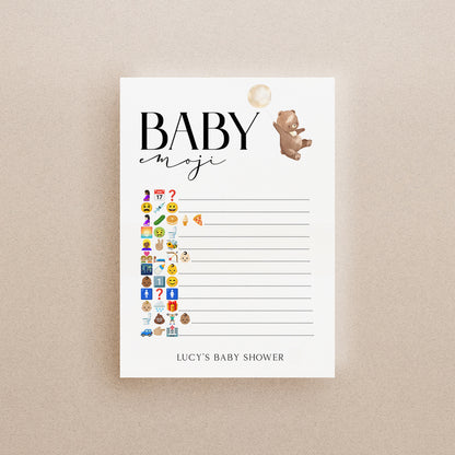 Personalised Teddy Bear Baby Emoji Game Cards