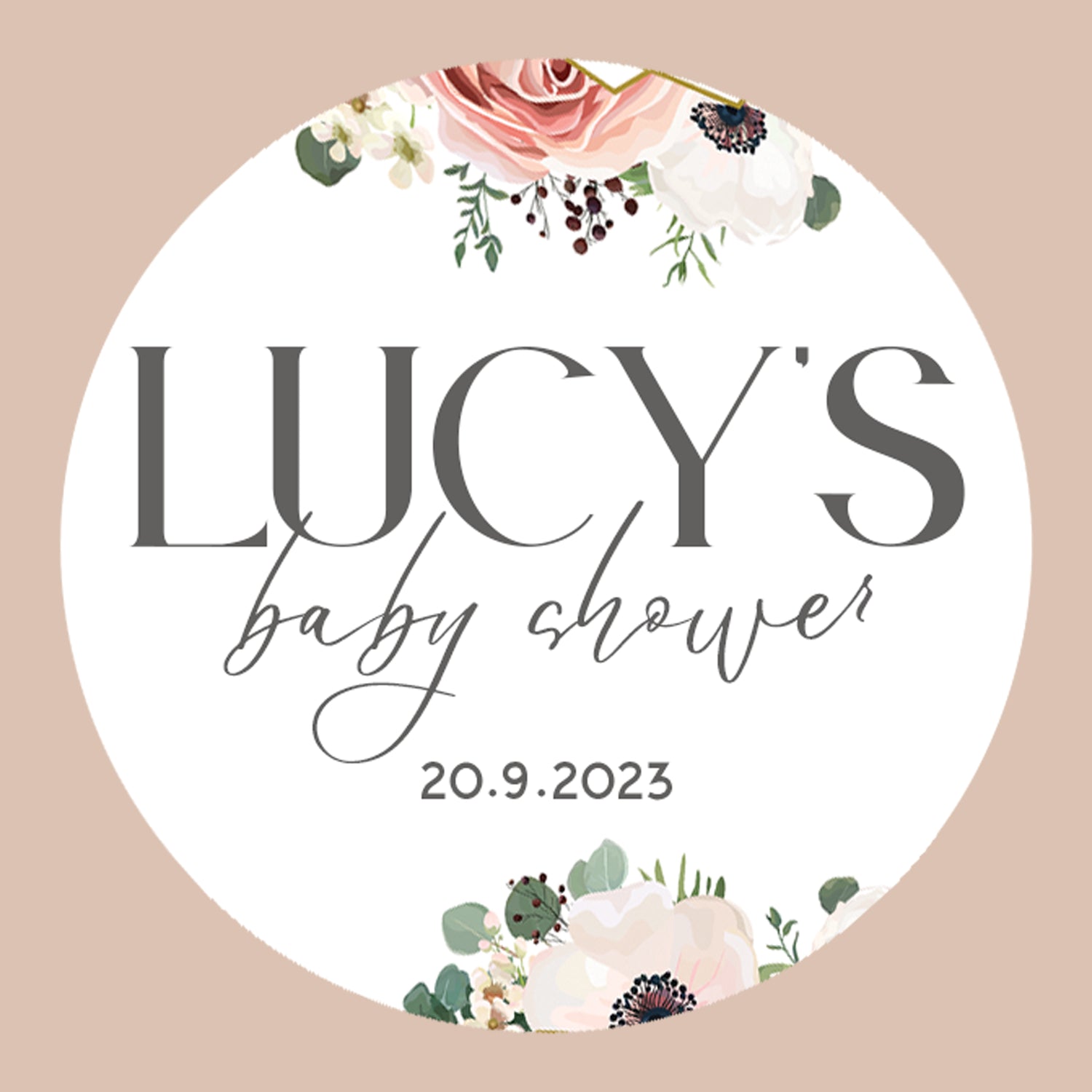 Boho Floral Personalised Baby Shower Stickers