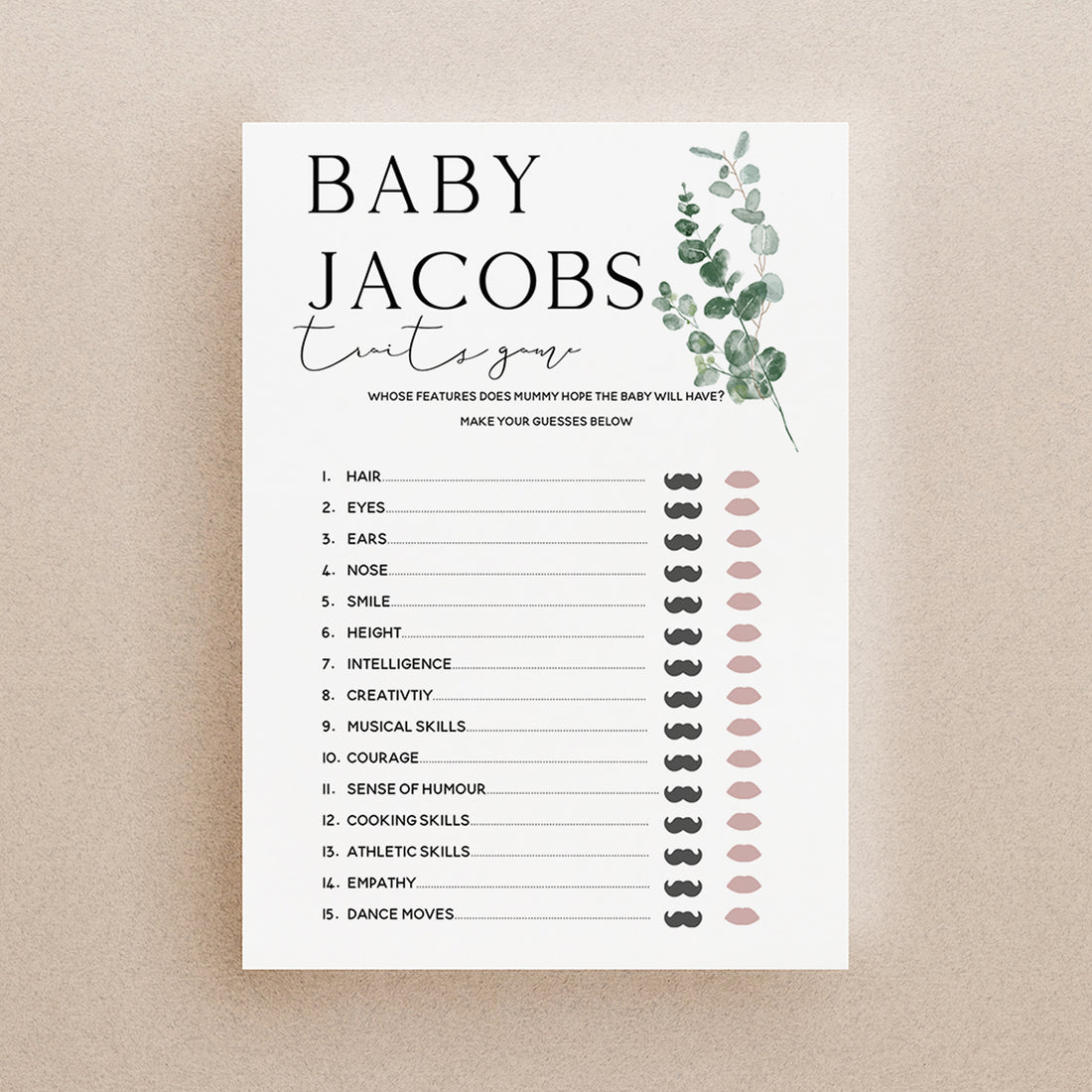 Personalised Botanical Baby Traits Game