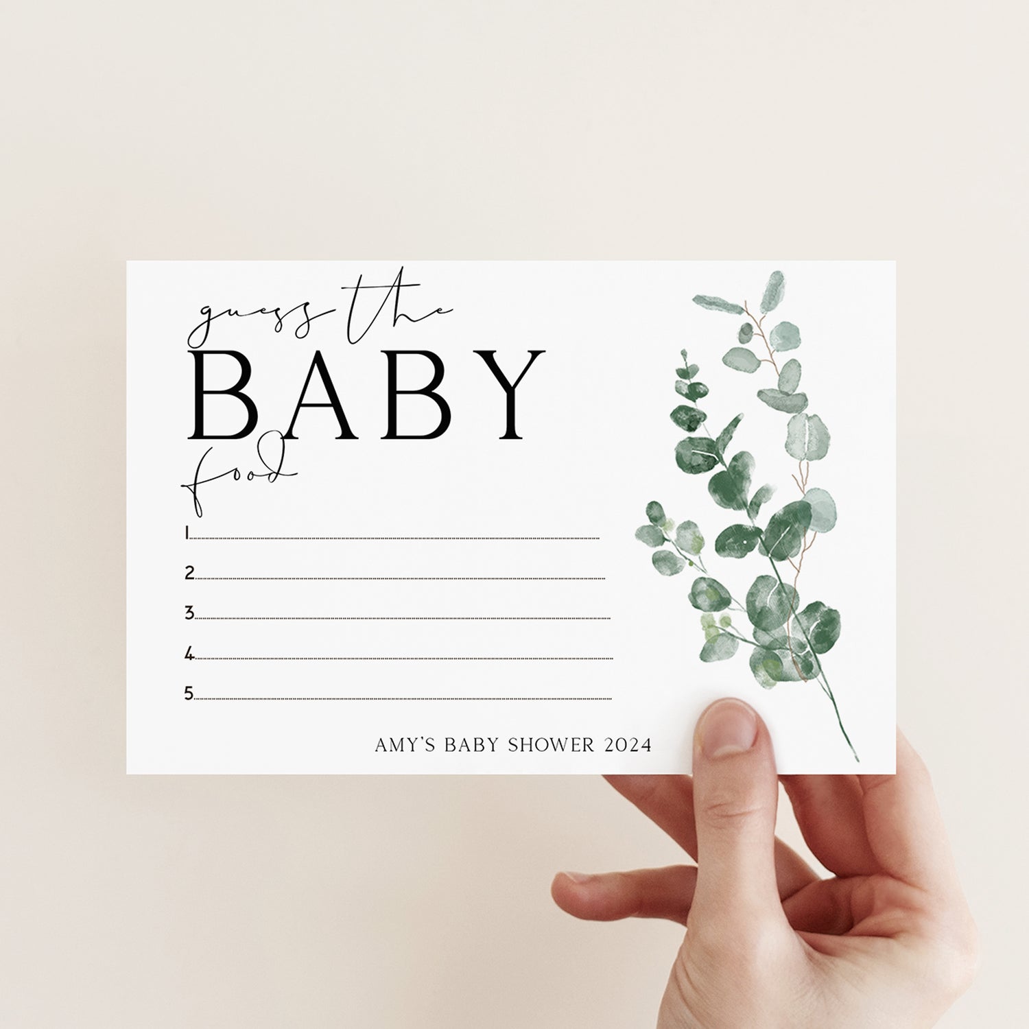 Personalised Botanical Guess The Baby Food Game