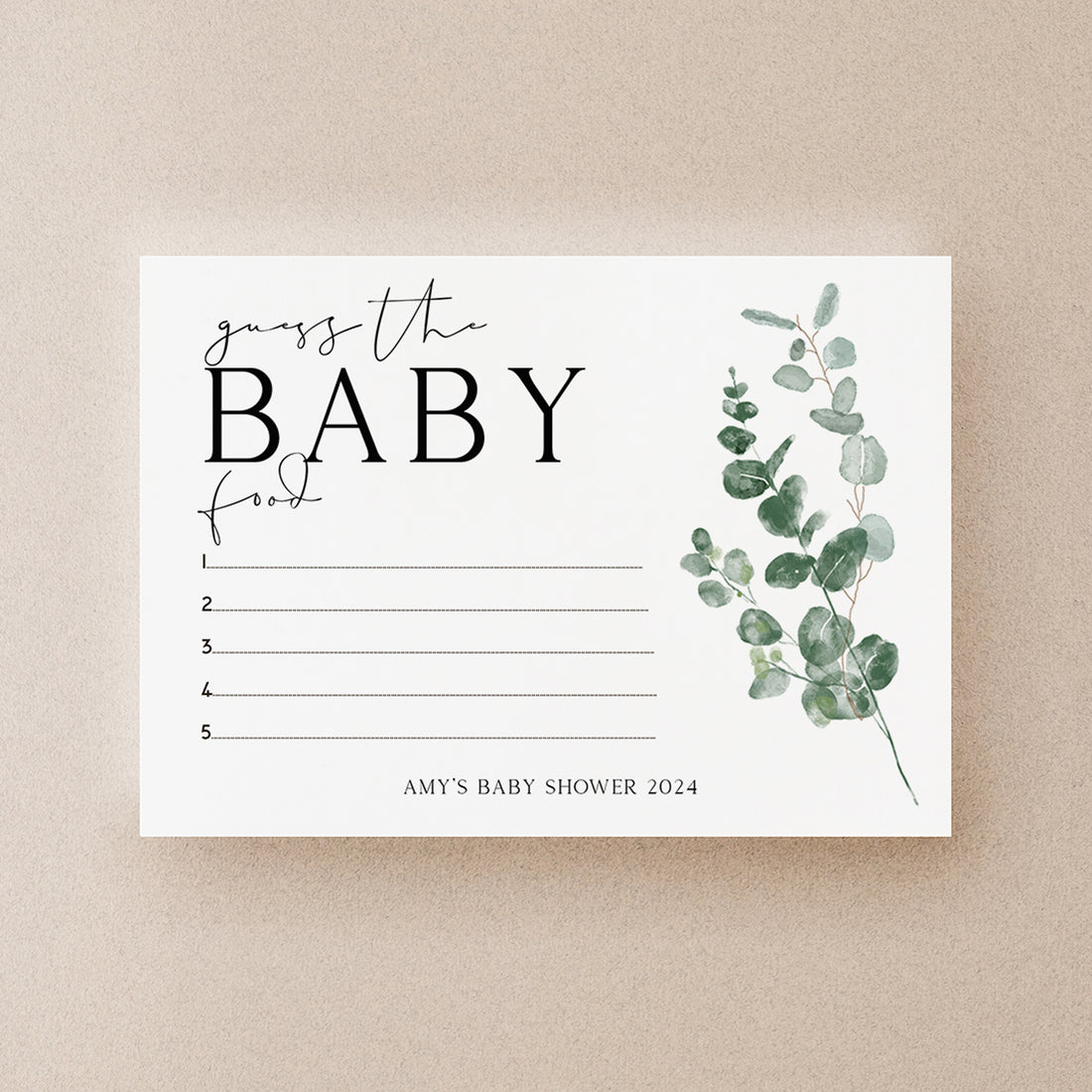 Personalised Botanical Guess The Baby Food Game
