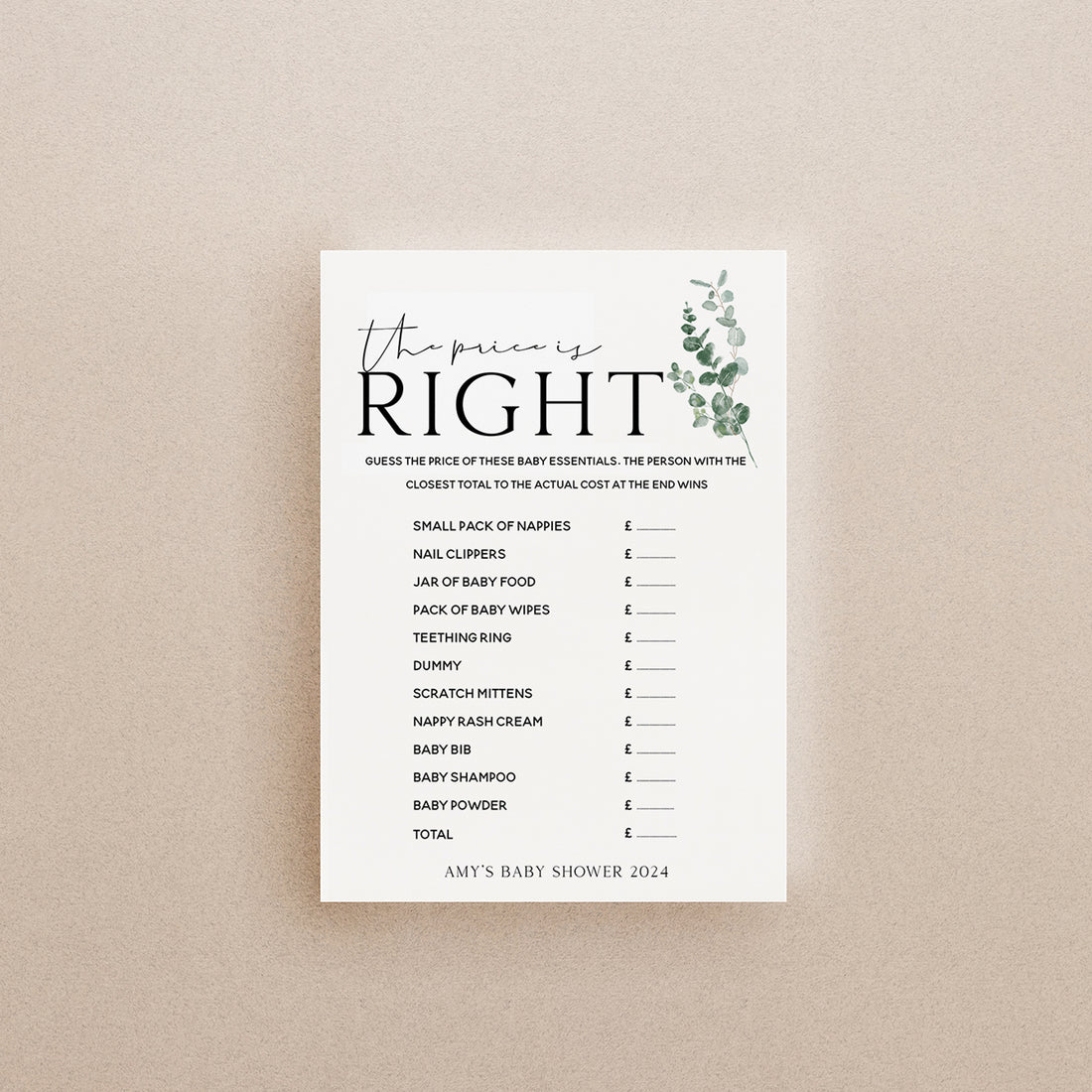 Personalised Botanical The Price Is Right Game