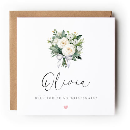 Personalised Will You Be My Bridesmaid Bouquet Card